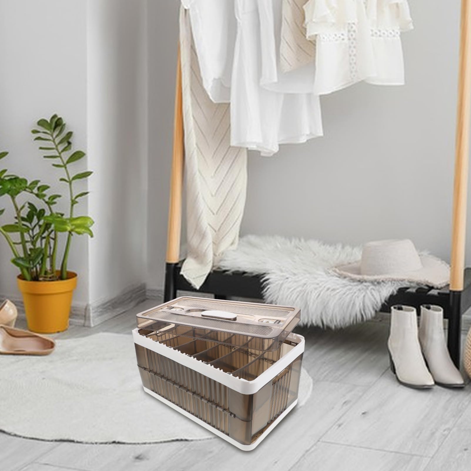 Alipis Scatola Portaoggetti Per Armadio Con 7 Griglie Organizer Pieghevole Per Vestiti Organizer Per Biancheria Intima E Cassetto Dellarmadio