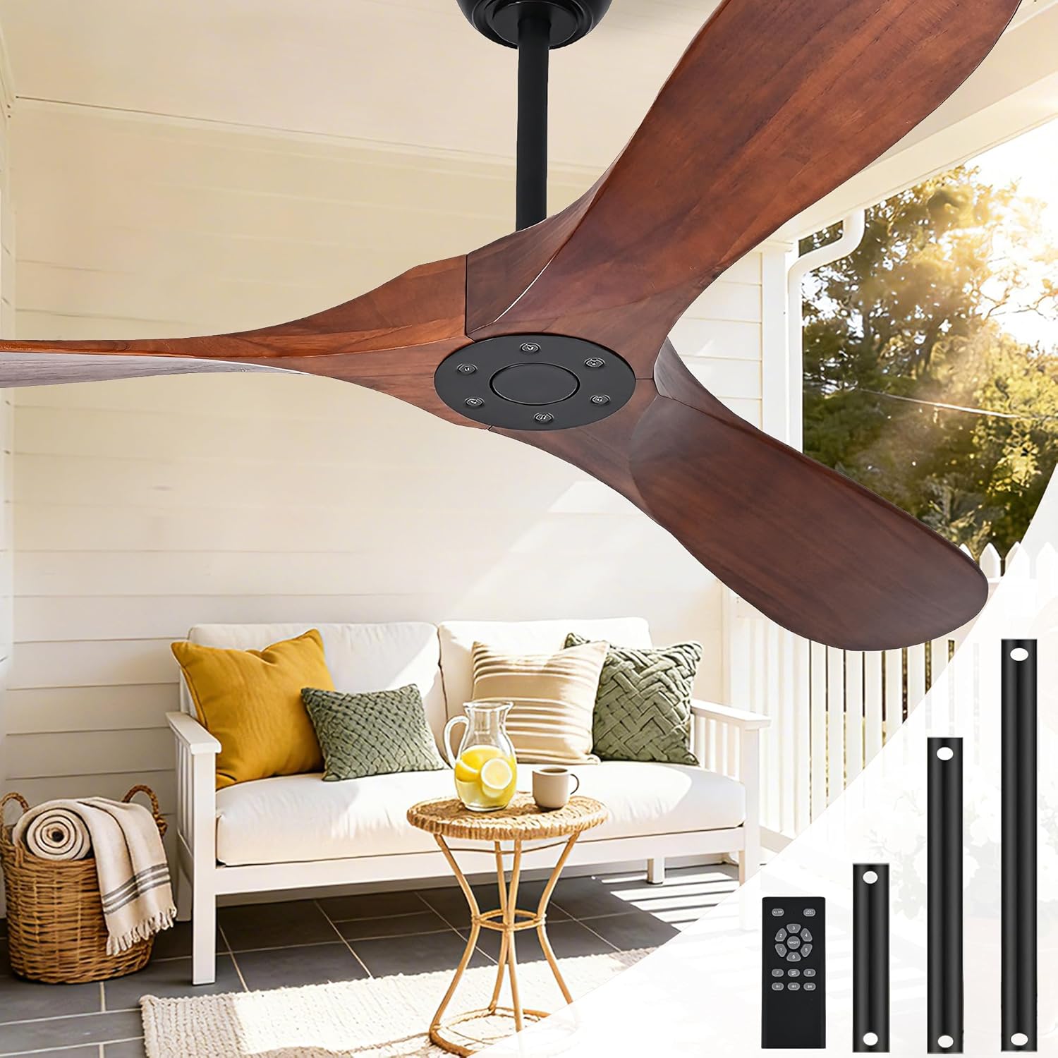 Amazon.com: Zronon 60 Inch Ceiling Fan No Light, Wood Indoor