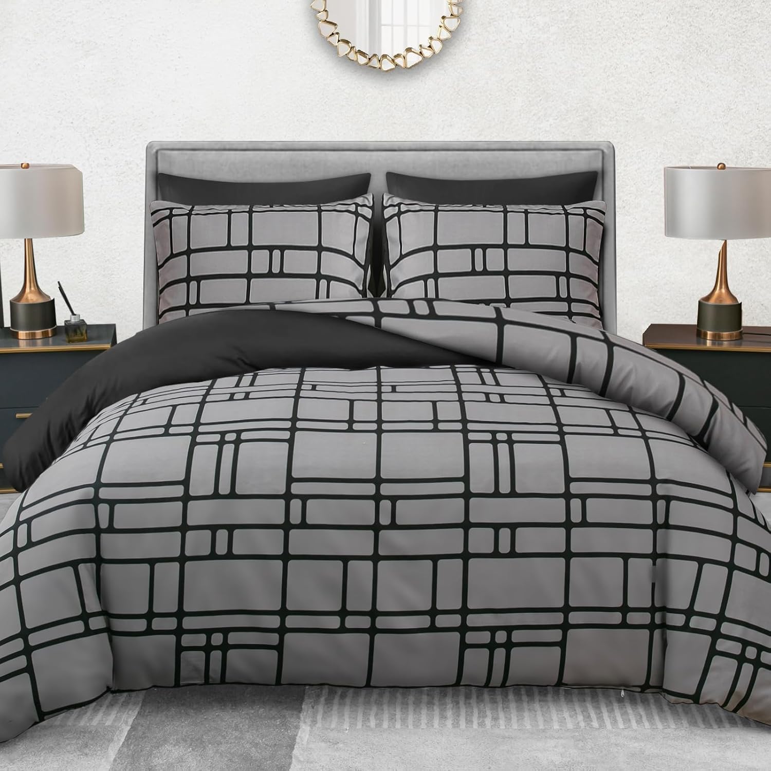 Pamposh 3 Pcs Single Duvet Cover Set with Matching Black Single Fitted Sheet 40 cm Extra Deep Pocket - UltraSoft Breathable Premium Microfibre Reversible Quilt Cover Bedding Set For All Seasons — view 14