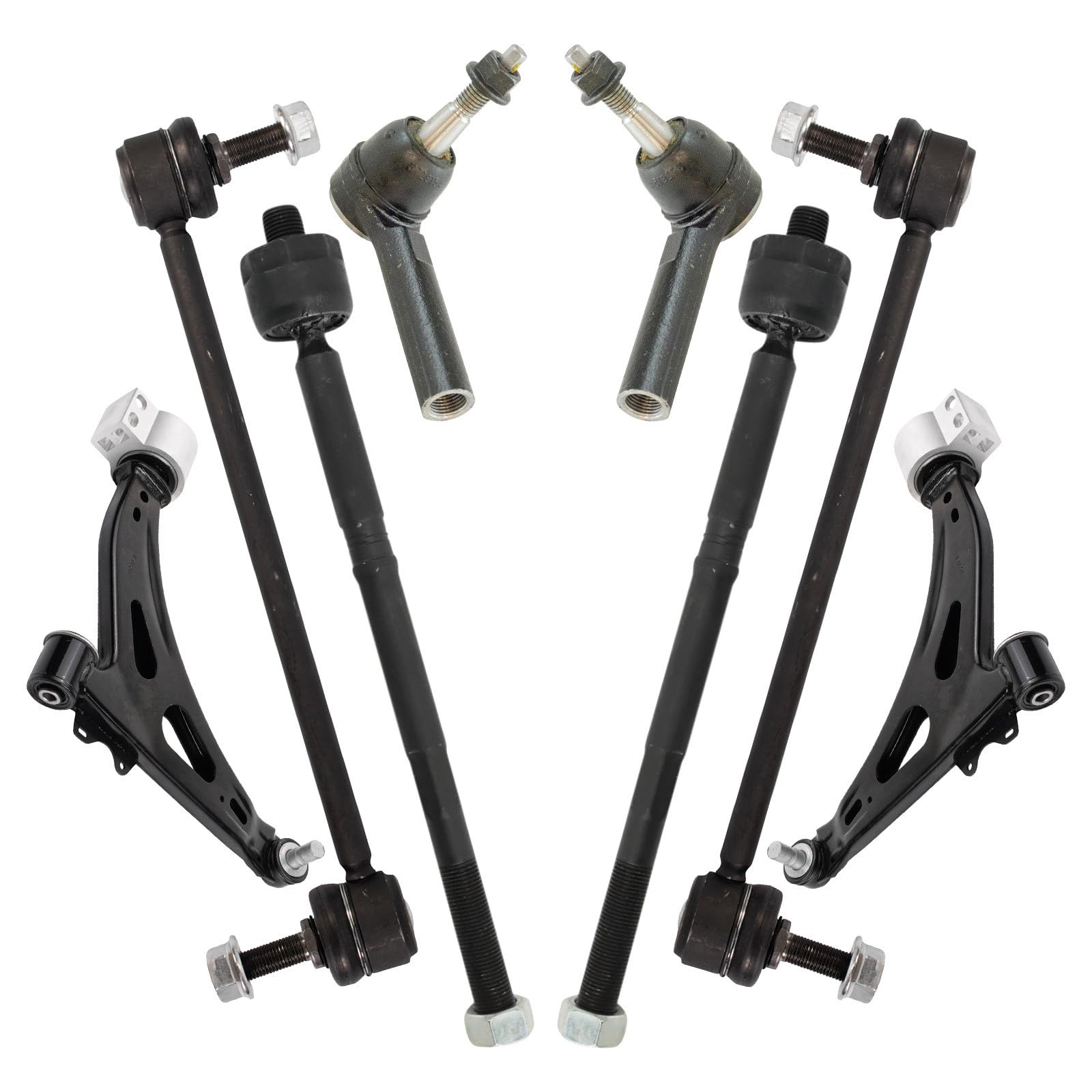 TRQ Front Steering & Suspension Kit Control Arm with Ball Joint Sway Bar Stabilizer Link Tie Rod Compatible with 2014-2019 Chevrolet Impala