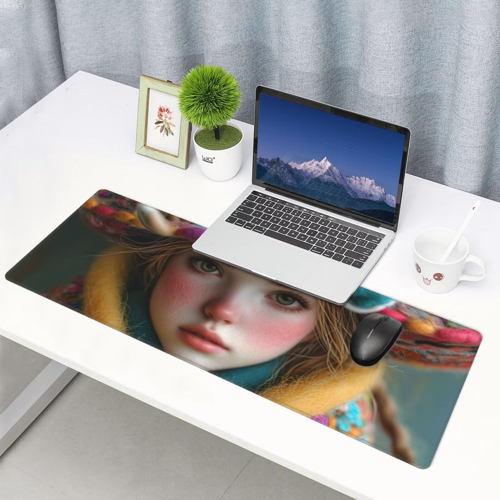 Tappetino Mouse, Tappetino Mouse Gaming Grande XXL 1500x800x3mm Tappetino Scrivania Mouse Pad, Base in Gomma Antiscivolo, Bordi Cuciti,Lavabile, Mousepad per Ufficio e Gaming (ragazza) R-540