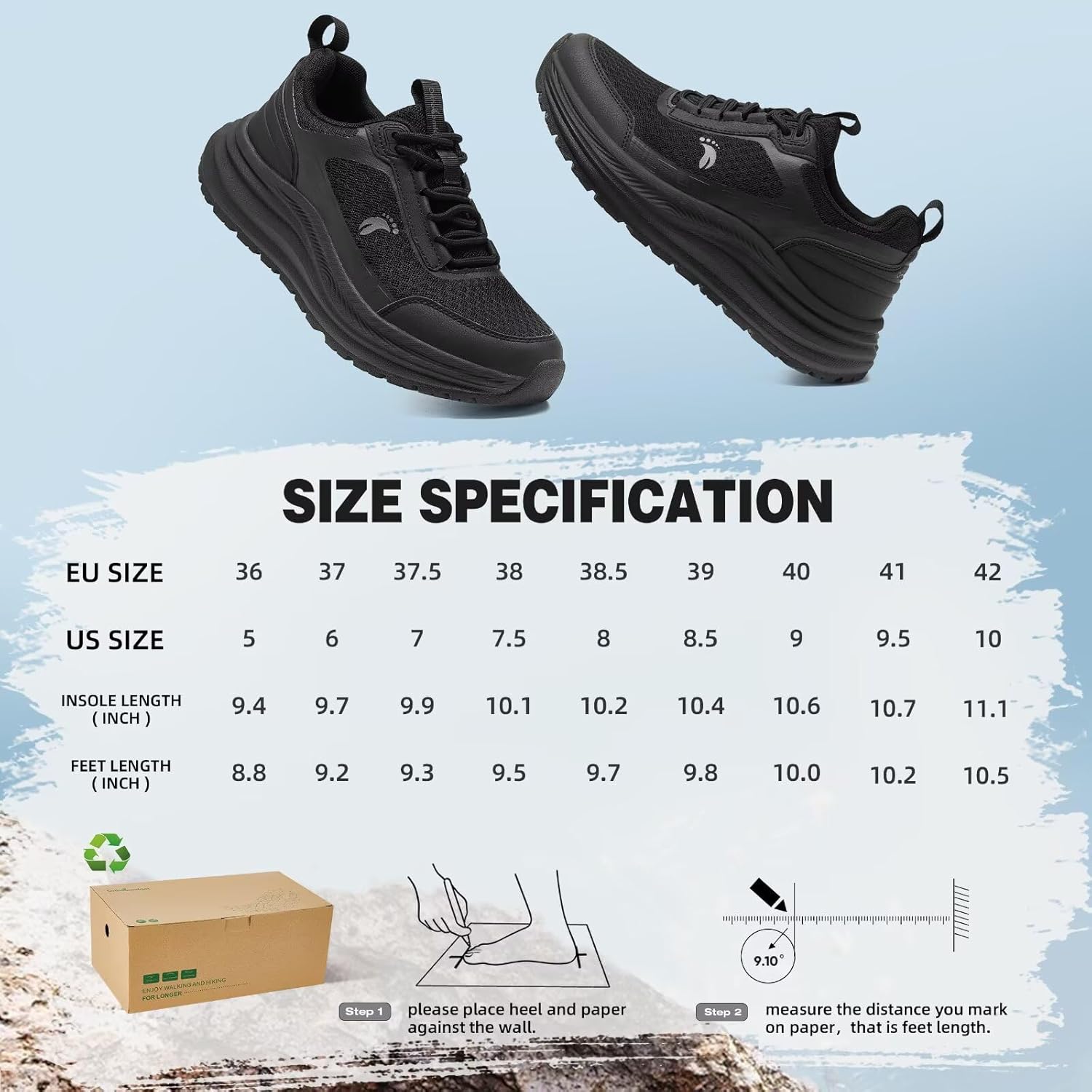 Women's Orthopedic Trail Running Shoes: Comfortable Arch Support Plantar Fasciitis Orthotic Athletic Sneakers, Casual Flat Feet High Arch Tennis Walking Work Hiking Shoes for Foot Heel and Pain Relief - Image 9