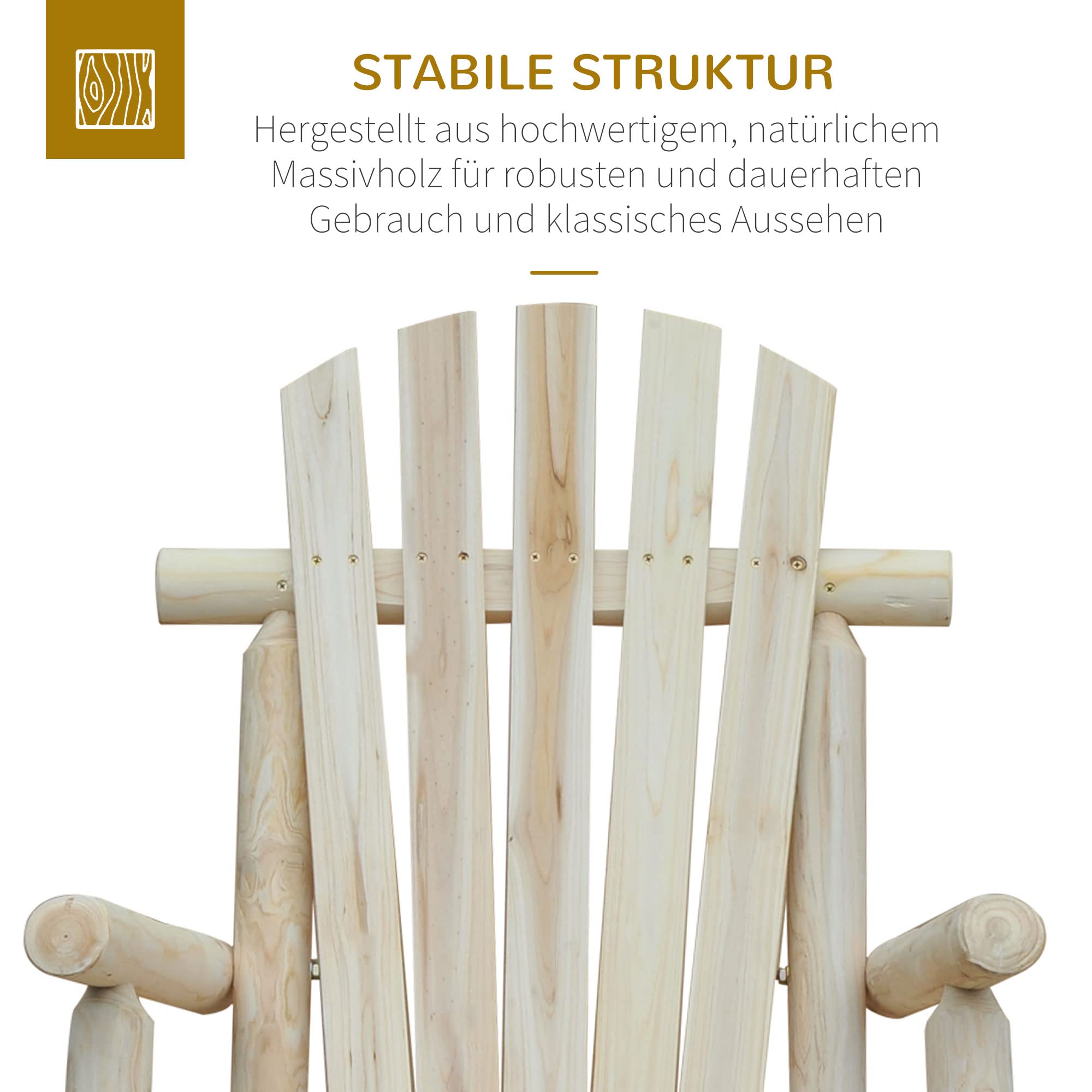 Outsunny Schaukelstuhl Schwingsessel Schaukel Gartenstuhl Relaxstuhl Tannenholz Natur