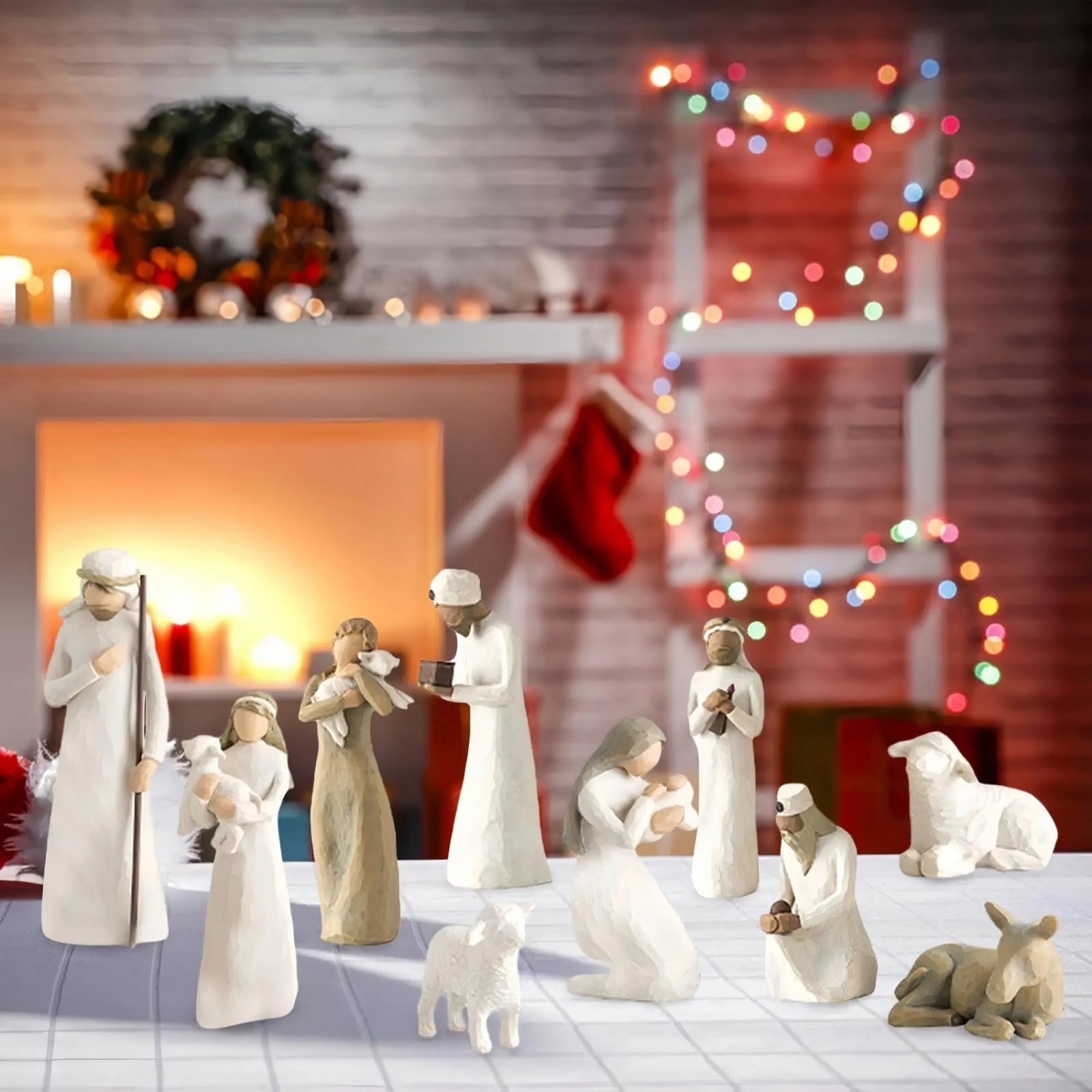 Set de Belén Figuras de Resina, Nacimiento Navidad, Santa Familia Decoración