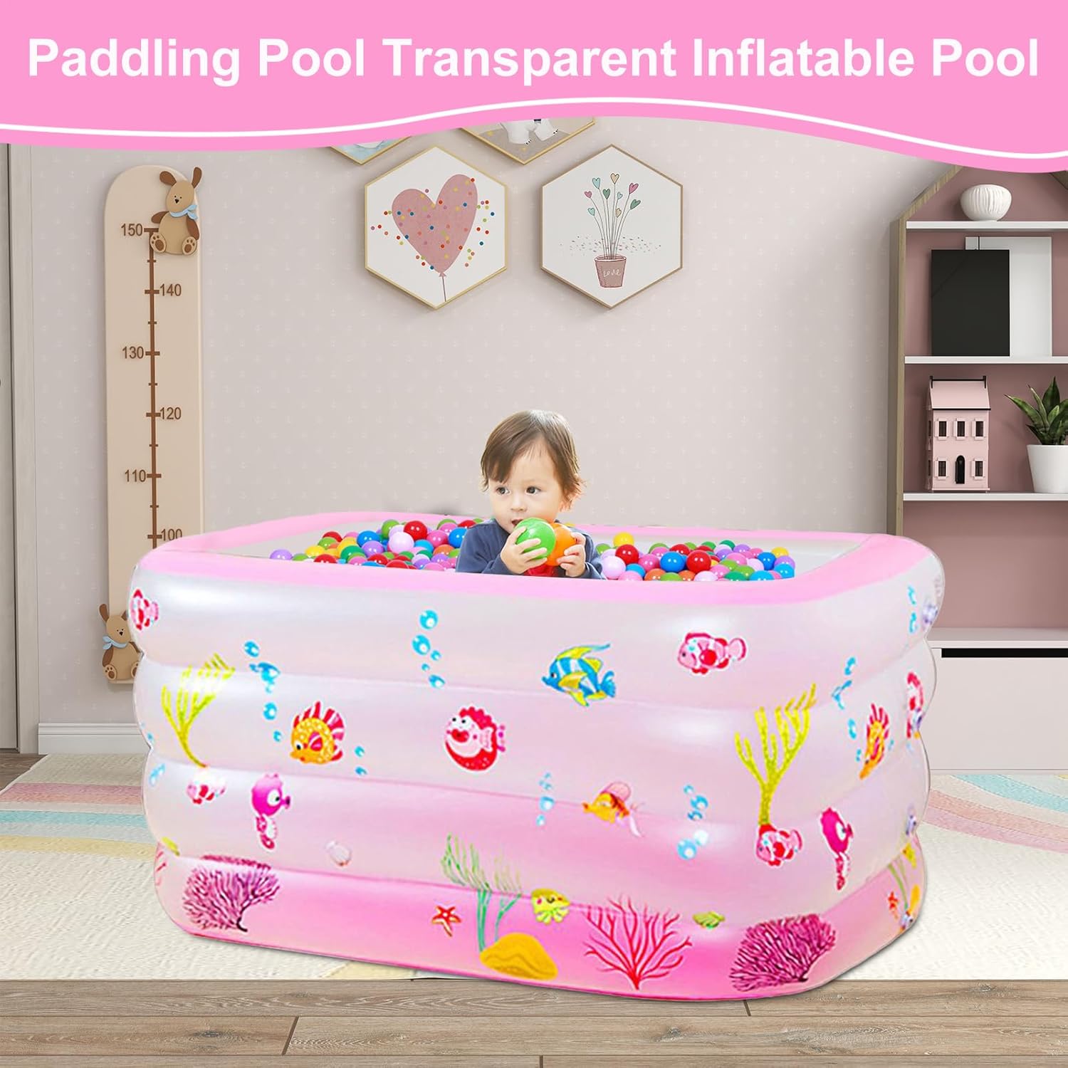 Kids Inflatable Pool - Large Kids Home Pool | toddlerrs Water Play | Outdoor Foldable Ṕool | Easy to Inflate | Safe Fun for Backyard, Garden, Summer Activities, Family Water Games