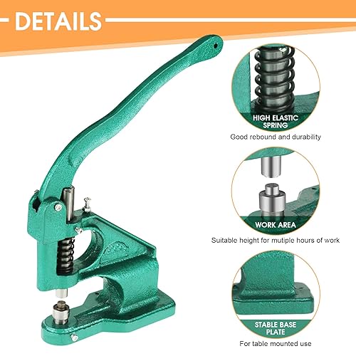 Miniatura 5 de Máquina de prensado manual con ojales, máquina de prensa de remaches de ojales de alta resistencia, kit de herramientas industriales para