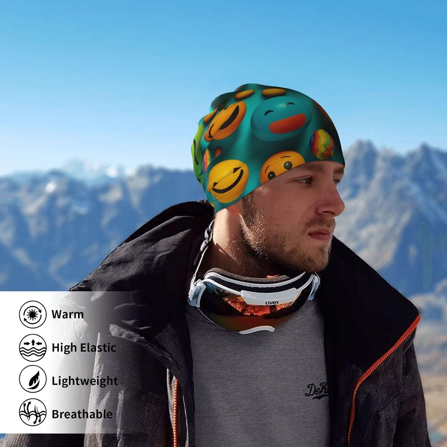 Winter Neck Warmer for Men Women, Smiley Face Neck Gaiter UV Sun Protection Face Mask Windproof Cold Weather Face Cover Thermal Ski Mask Scarf for Outdoor Sports Bandana