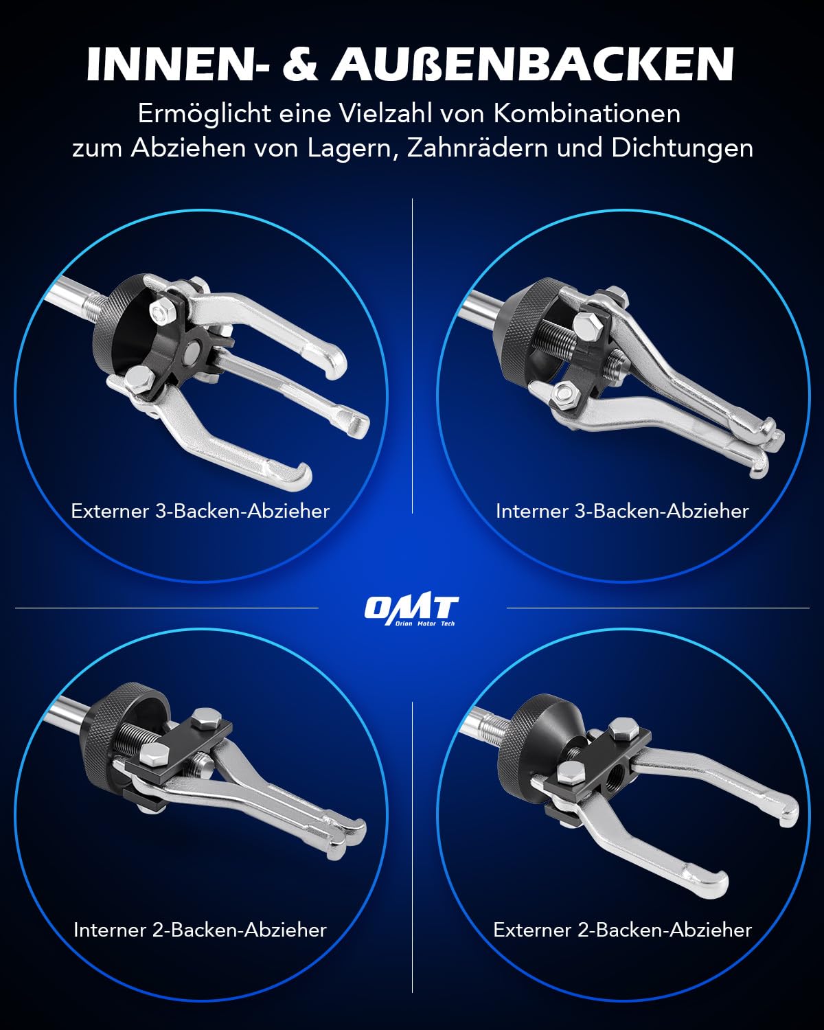 Orion Motor Tech 9-in-1 Gleithammer Set, Universal Radnabenabzieher und Radlager Abzieher Werkzeug, Schwerlast Zughammer Satz für Innen- und Außenabzieher, Antriebswellen im Koffer