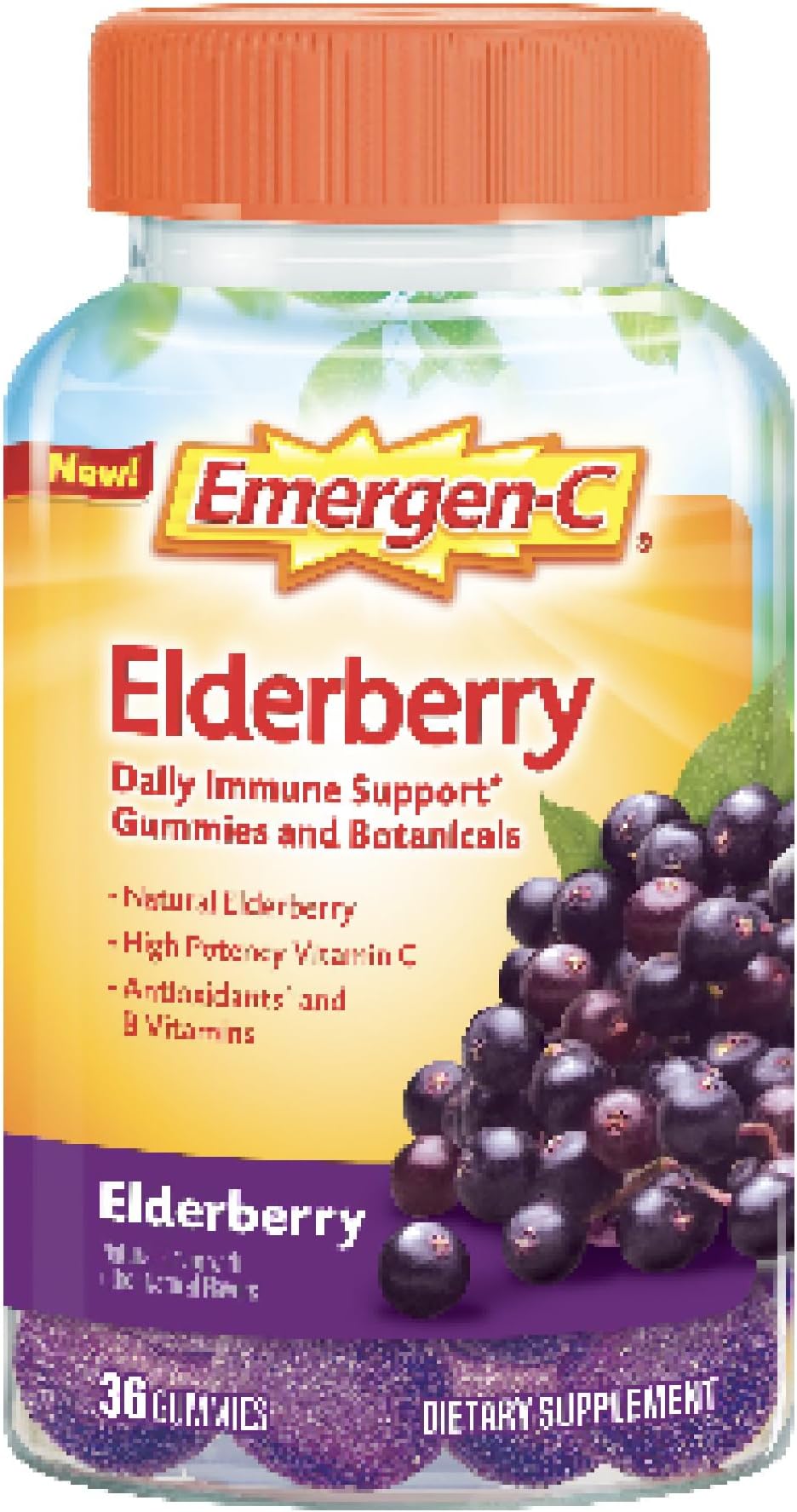 Elderberry Gummies, Elderberry Immune Support Natural Flavors with High Potency Vitamin C, 36 Count