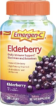 Emergen-C Elderberry Gummies, Elderberry Immune Support Natural Flavors with High Potency Vitamin C, Back to School Essentials - 36 Count