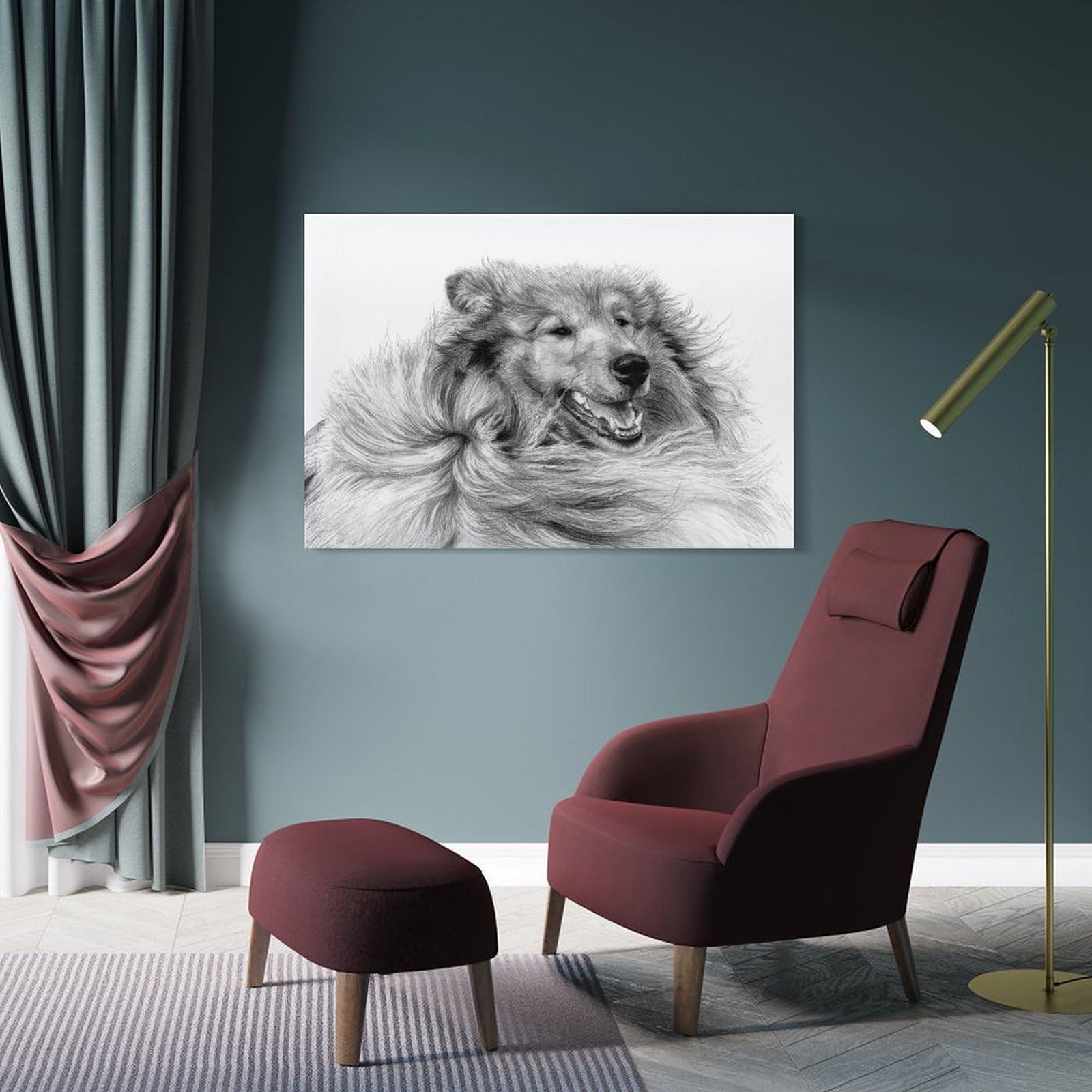 Junmoney Home Decor Wall Art Collie, 12x18inch(30x45cm), for Hallway, Bedroom Or Modern Interiors, Gift Idea for Housewarming And Birthdays