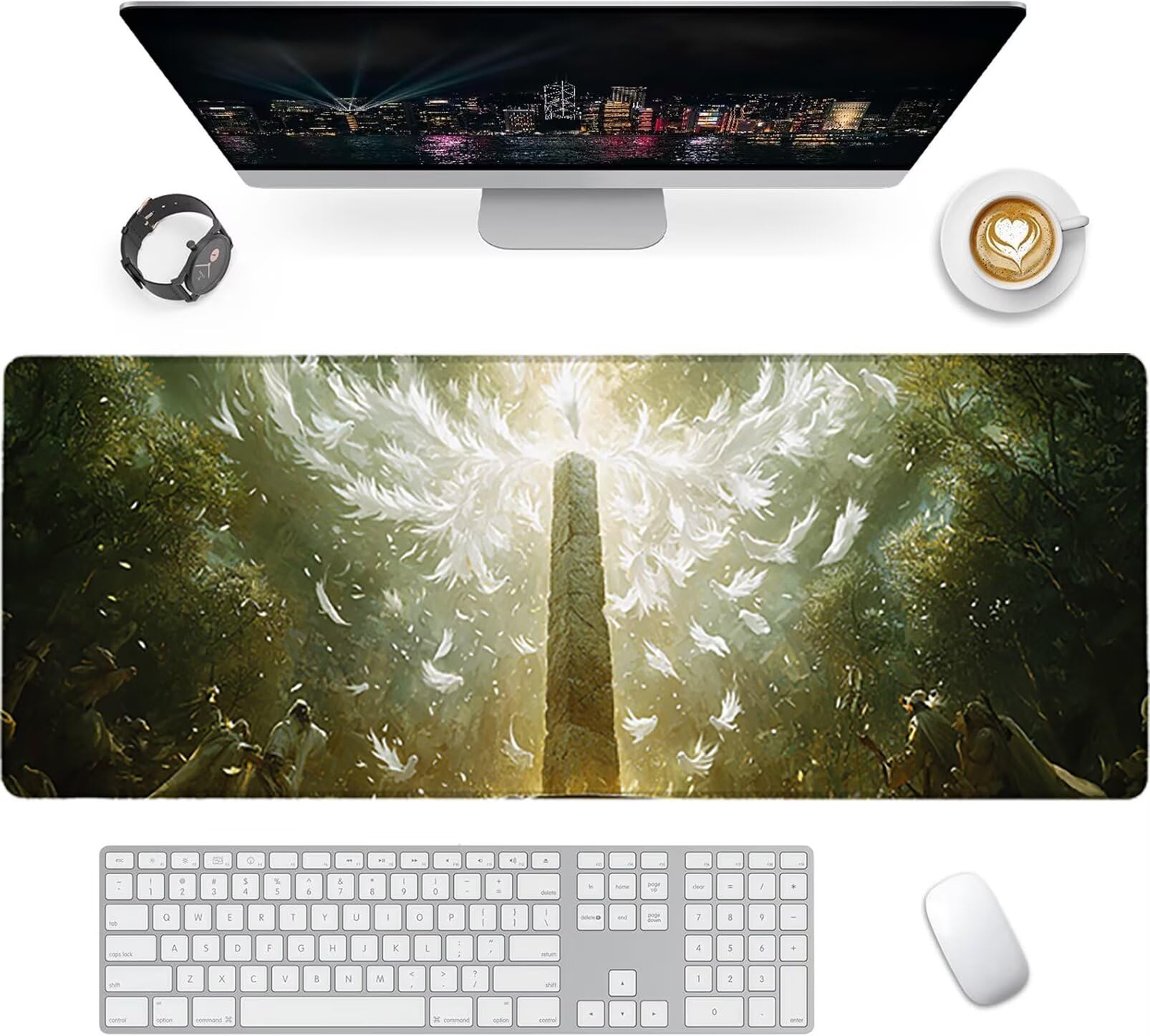 Lpfieonn Religion Großes Schreibtischunterlage, XXL Schreibtischunterlagen, Landschaft XXL Wasserdicht Gaming Mousepad mit Vernähter Rand und Rutschfeste Gummibasis, für Hause/Büro 120x60cm PF-1781