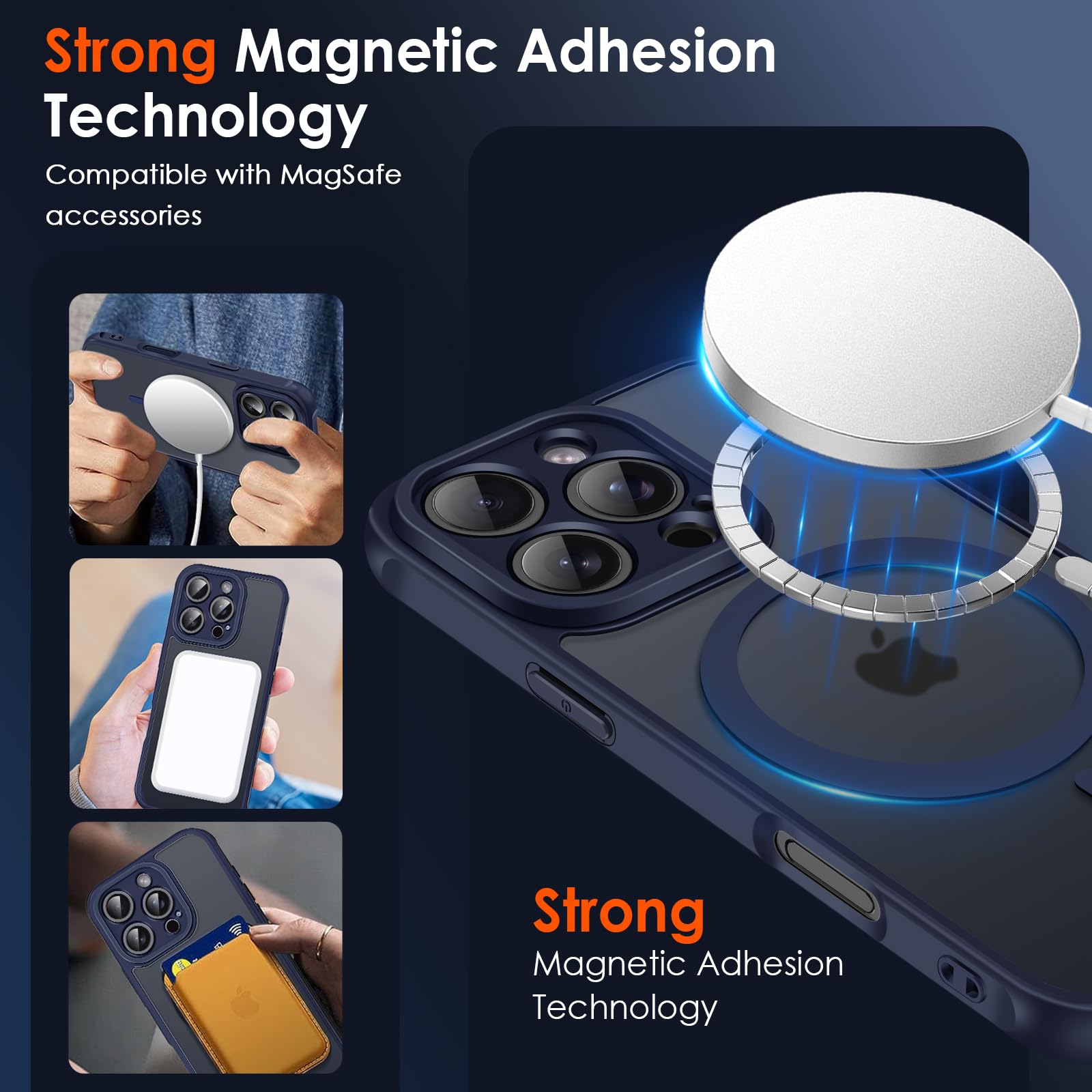 iVoler Cover Magnetica per iPhone 16 PRO, [Compatibile con MagSafe] [Protezione Antiurto di Grado Militare] Custodia Traslucida Opaca Posteriore Sottile Silicone Protettiva Case - Blu