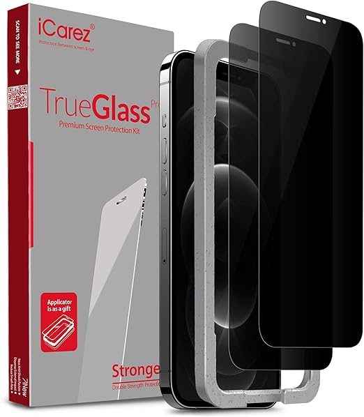 Amazon Com Icarez Privacy Tempered Glass Screen Protector For Iphone 12 Pro Max 6 7 Inches 2 Pack Cell Phones Accessories