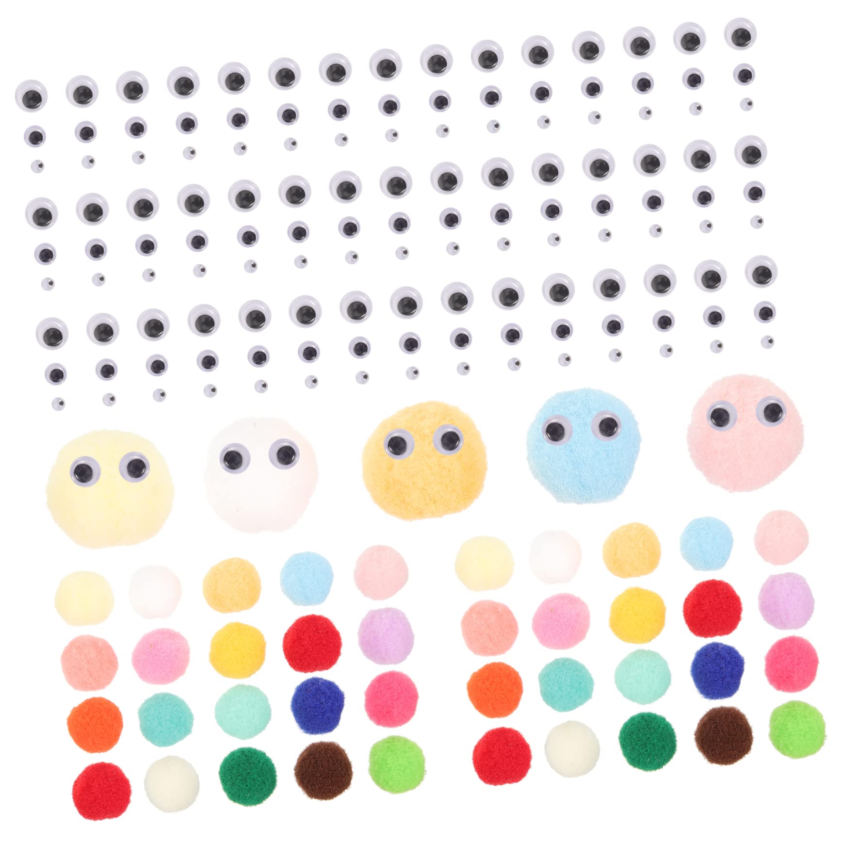 SHINEOFI 5sätze Pompon-bälle Mit Augen Für -bastelprojekte Bunte Flauschige Bälle Für Kreative Dekorationen Kunst Und Handwerk Bastelset Für Junge Mädchen Und Erwachsene