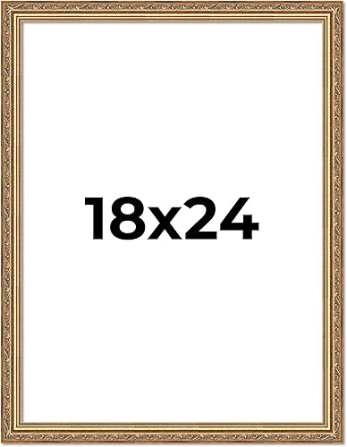 Vista 301 de Poster Palooza Marco de fotos de madera tradicional dorado antiguo de 6 x 18 pulgadas con plexiglás acrílico UV, respaldo de tablero de espuma