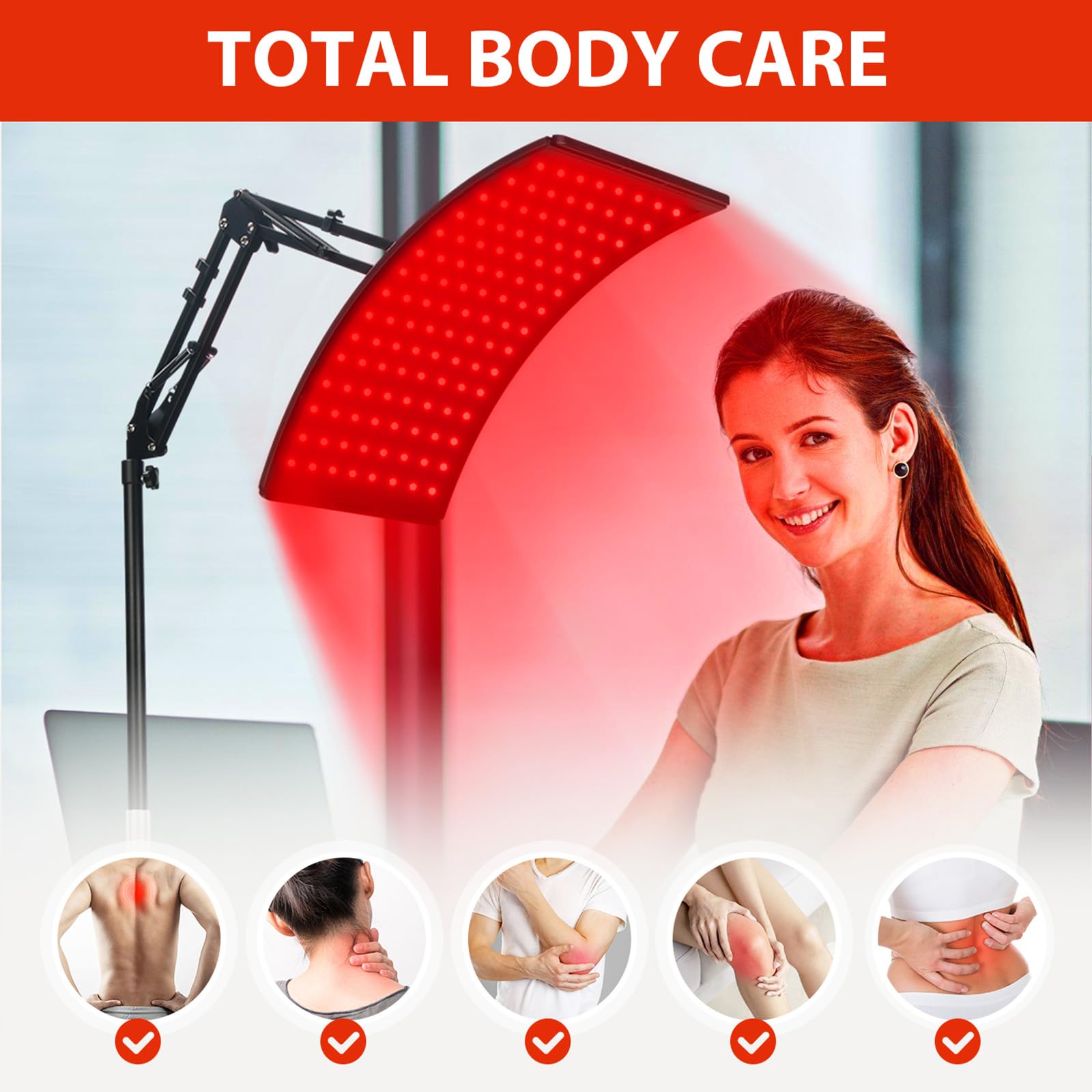 Red Light Therapy for Body, Adjustable Infrared Light Therapy Lamp with Stand - 660nm Red Light and 850nm Near Infrared Light Lamp Device for Facial and Body Skincare