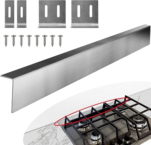 Llenador de huecos para estufas de 30 pulgadas, kit de llenado trasero de rango deslizante  Protector contra salpicaduras de acero inoxidable para