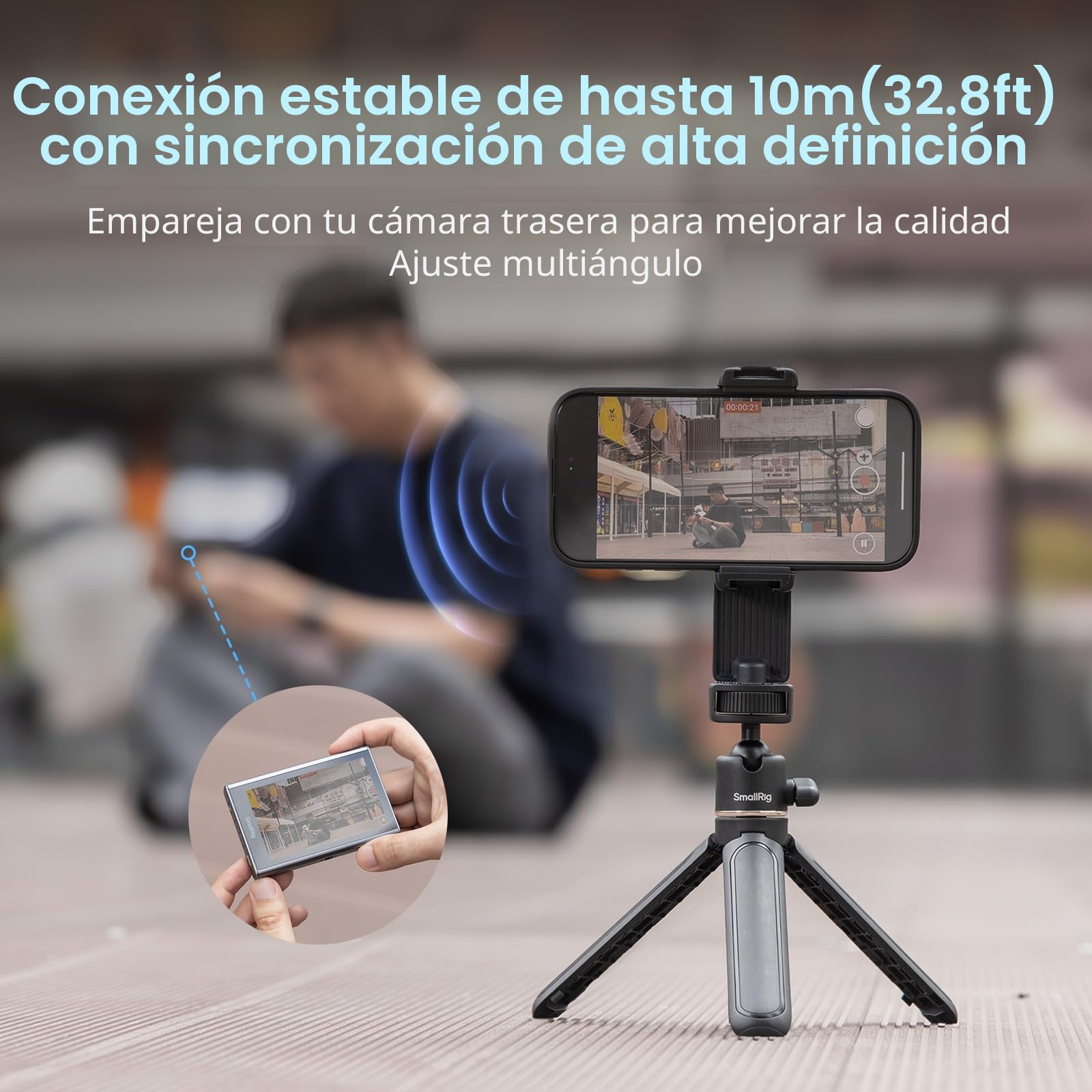 SmallRig Pantalla para Monitor de Teléfono Vlog Selfie para iPhone para Huawei S24/S25, con Soporte Magnético Control Remoto Inalámbrico, Cámara Trasera de Sincronización para Selfie - 4851B