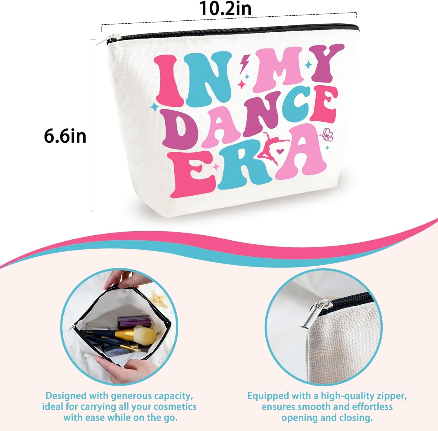 Dancer Gifts for Women Recital Gifts for Dancing Lovers Ballet Teacher Gift Dance Makeup Bag Dance Bags for Dancers Dancer Cosmetic Bag Ballerina Travel Toiletry Zipper Pouch Dancing Party Favors - Image 6