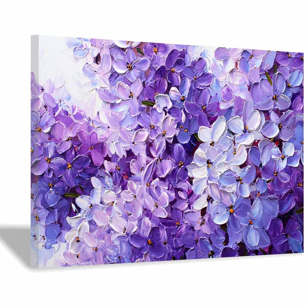 CUDAOO Semplice arte botanica Stampe su Canvas Lillà viola per Camera da Letto Agriturismo Soggiorno Bagno(viola)-60x90cm Incorniciato