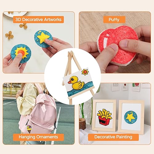 Miniatura 5 de Healgem Kit de pintura de textura de espuma mágica, arte mágico para niños (60 hojas de papel texturizado de espuma)