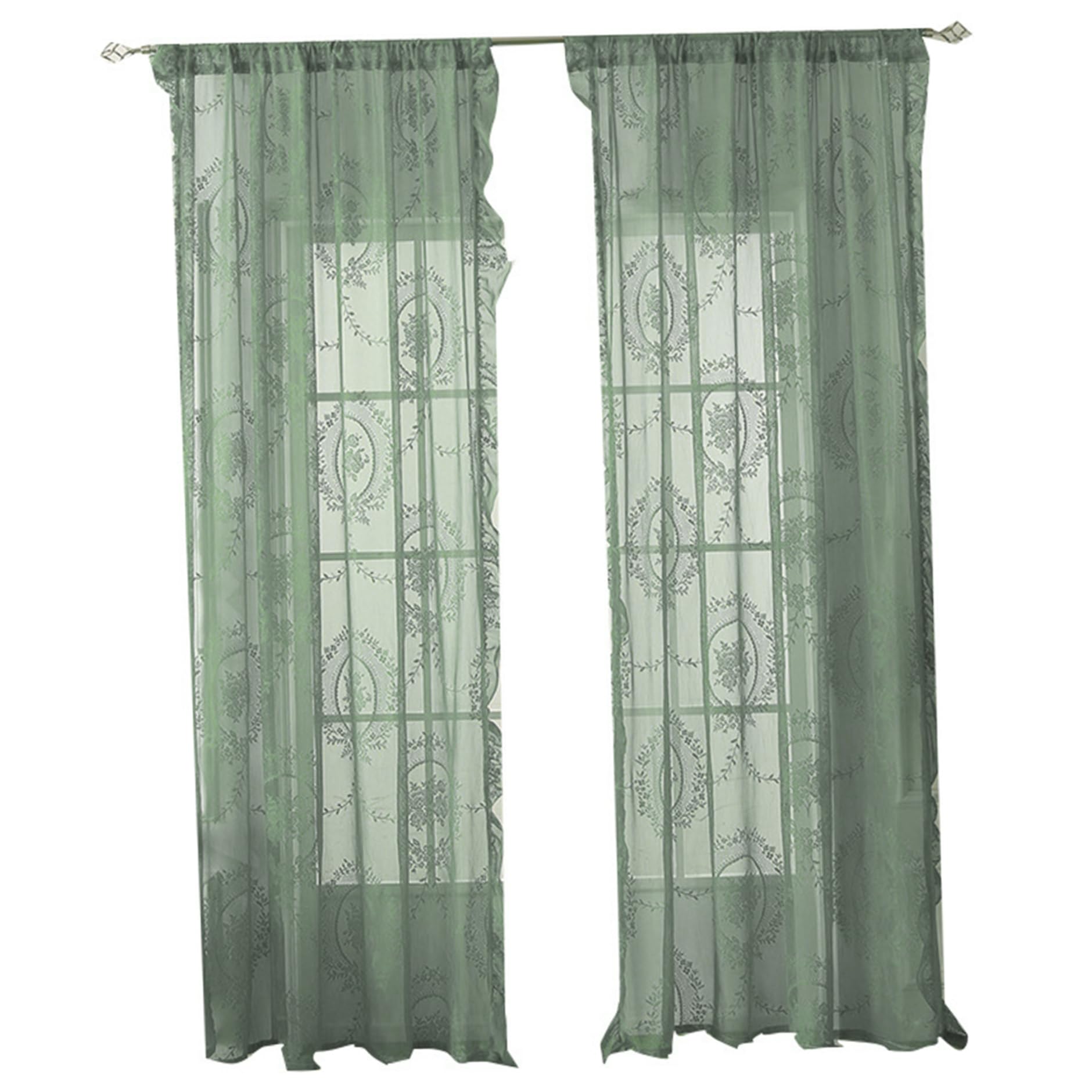 Rideaux en dentelle de haute qualite avec finitions brodees lot de 2 panneaux