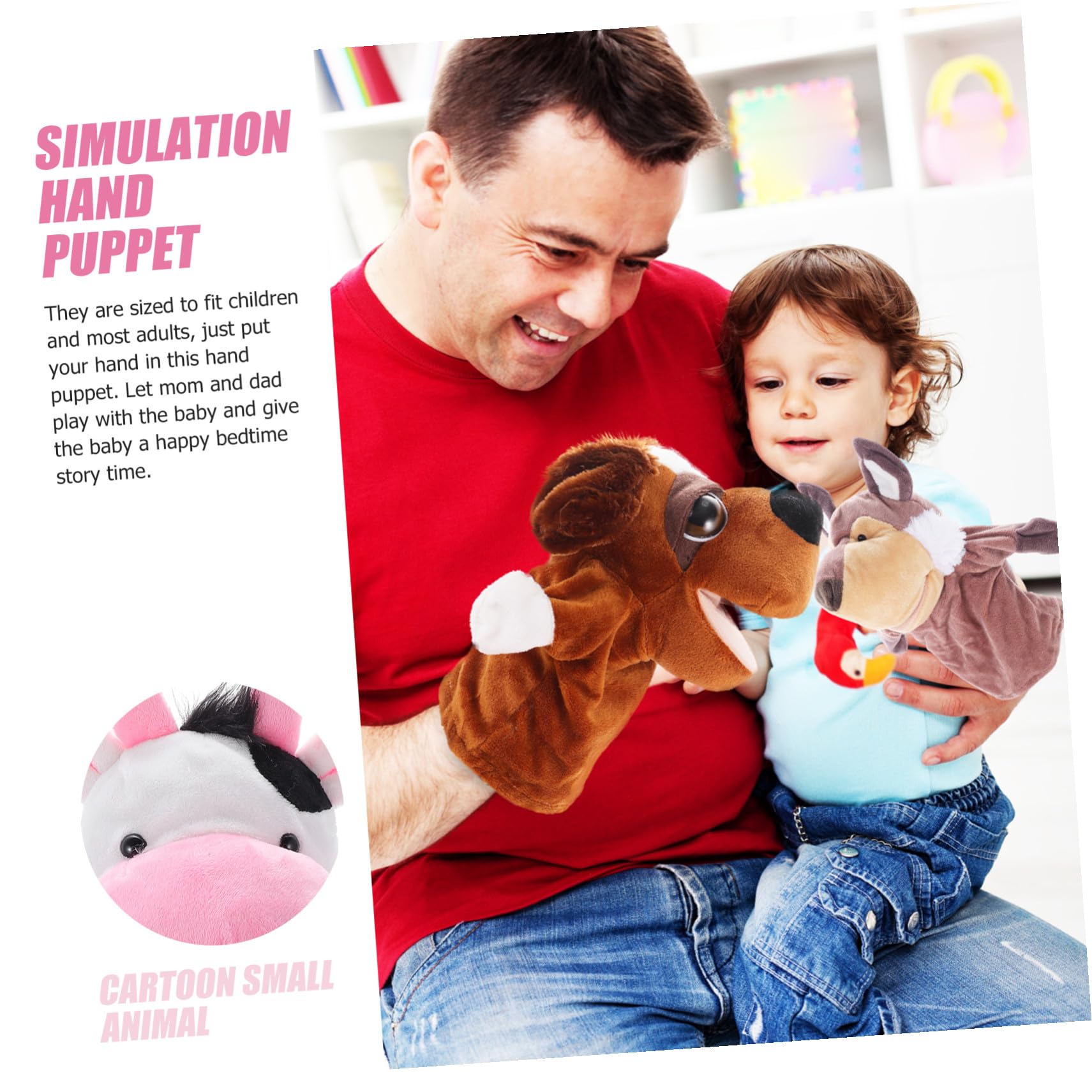 Marionetas de Mano de Juguete 5piezas de Felpa Corta PP | Animales para Adultos y Papá, Juego de Rol E Interacción, para Cuentos y Presentaciones