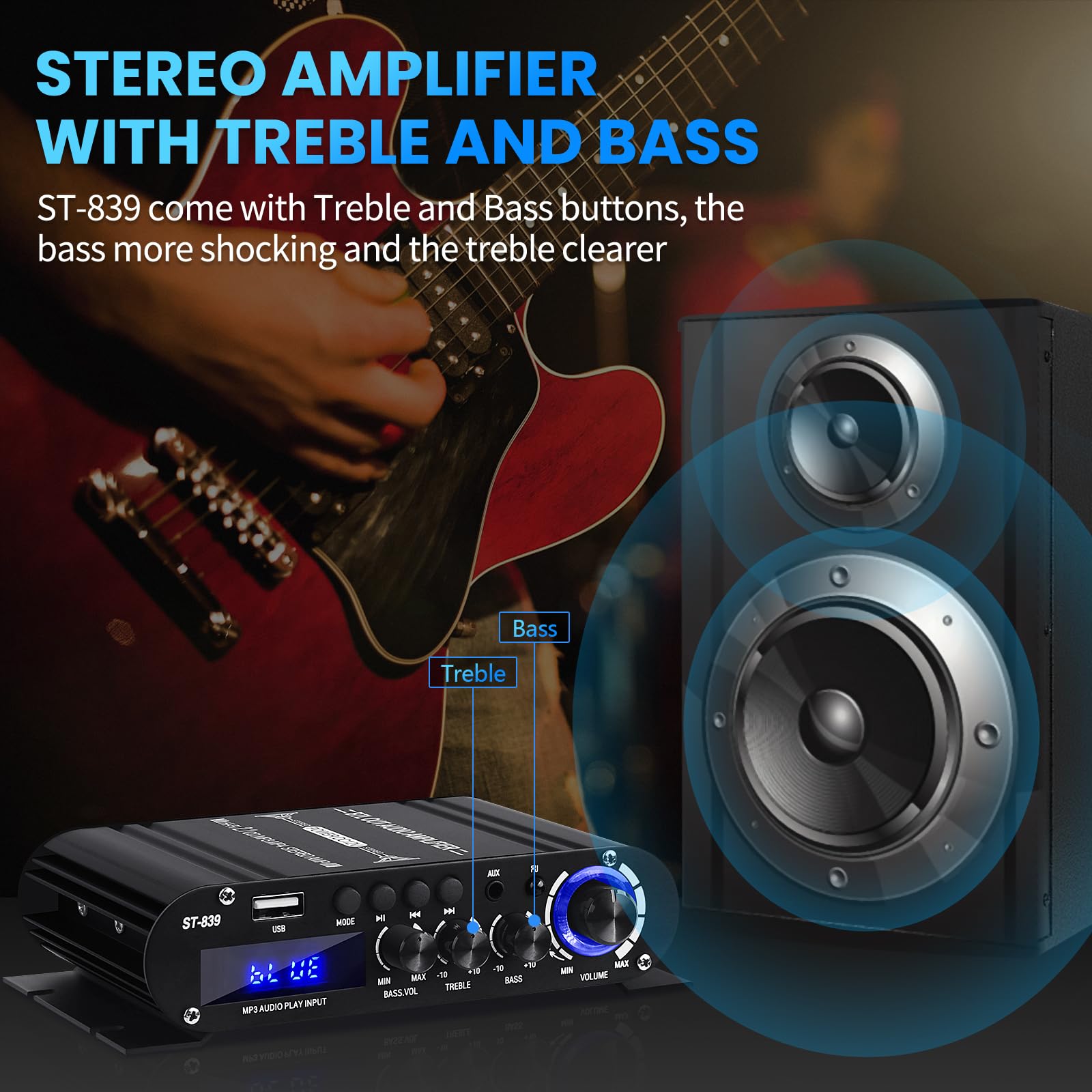Amazon.com: ST-839 Bluetooth Stereo Amplifier 2.1 Channel Audio