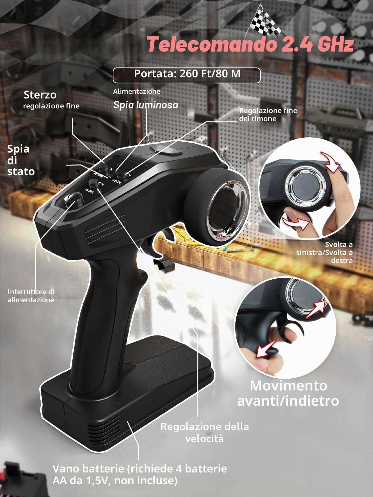 Kiztoys Macchina Telecomandata - 2,4 GHz RC Car Alta Velocità Offroad 40 km/h 1:18, 4WD Auto Radiocomandata con 2 Batterie 70 Minuti, Monster Truck Crawlers Regadi per Bambini Adulto