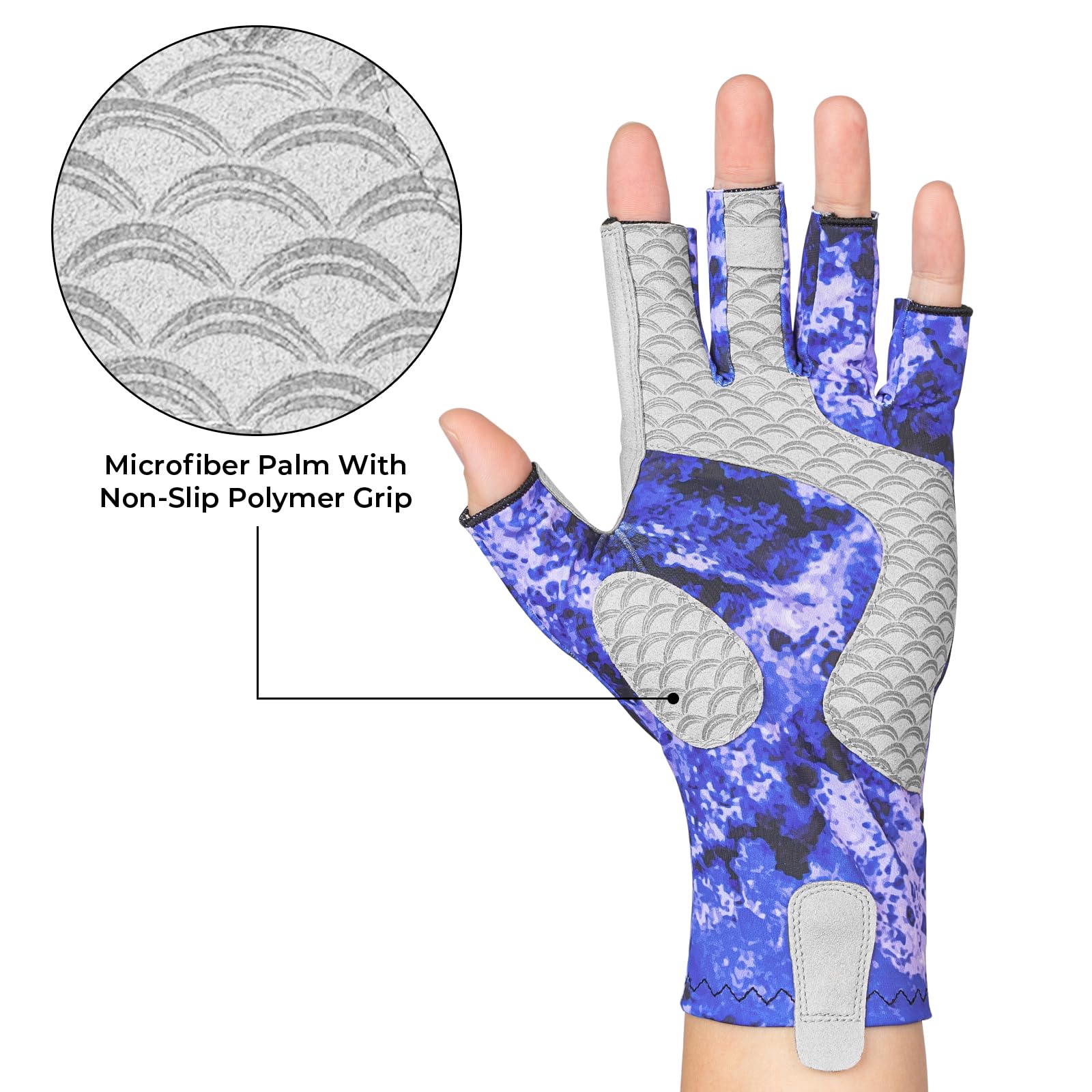 KastKing La Sal Fishing Gloves UPF50+ Sun Gloves UV Protection Fingerless Gloves Men Women for Outdoor, Kayaking, Rowing, Paddling, Canoeing, Hunting