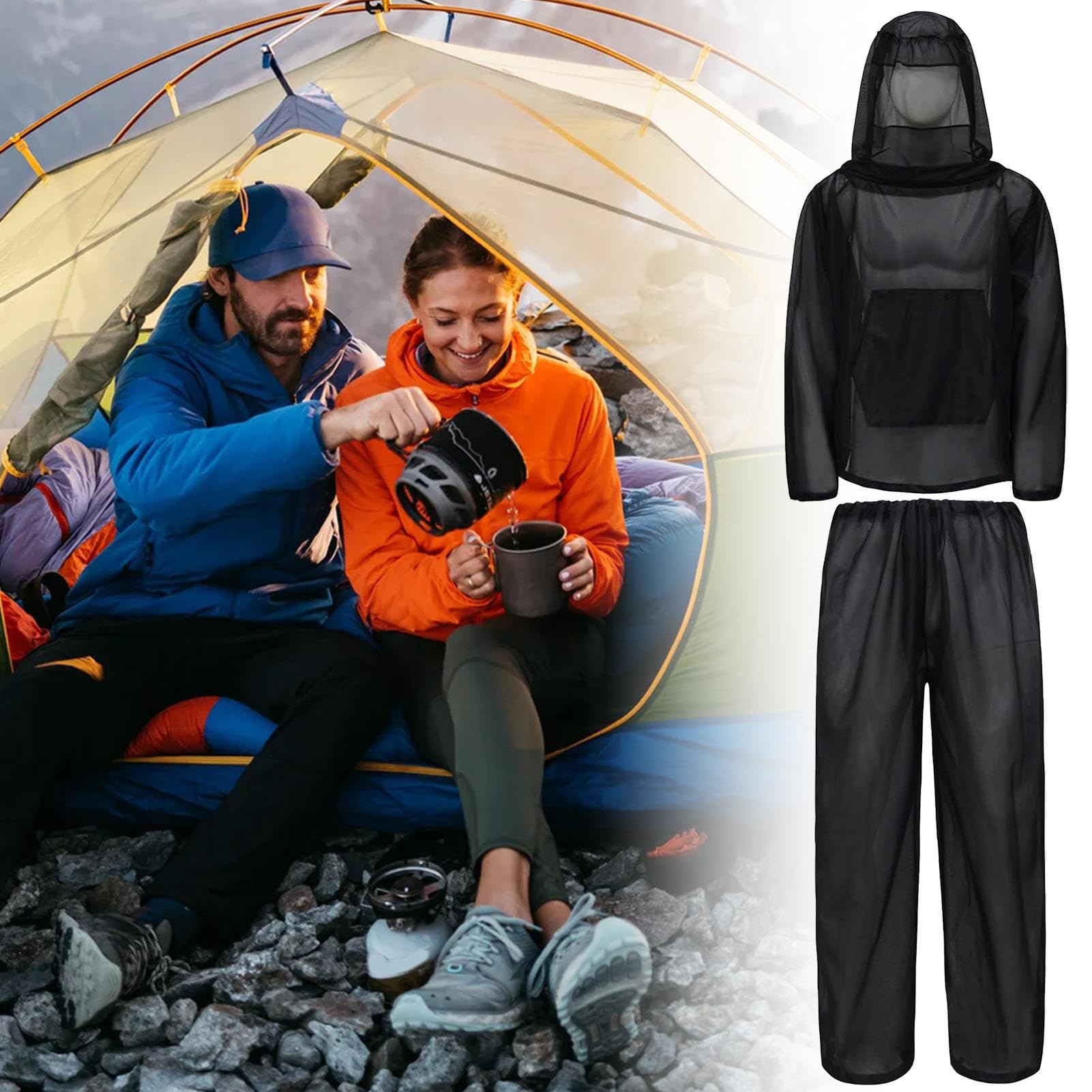 Abbigliamento Antimosche, Tuta Completa con Rete Antinsetti, Protezione Indossabile per Camping Escursionismo Giardinaggio Agricoltura e Attività All'aperto