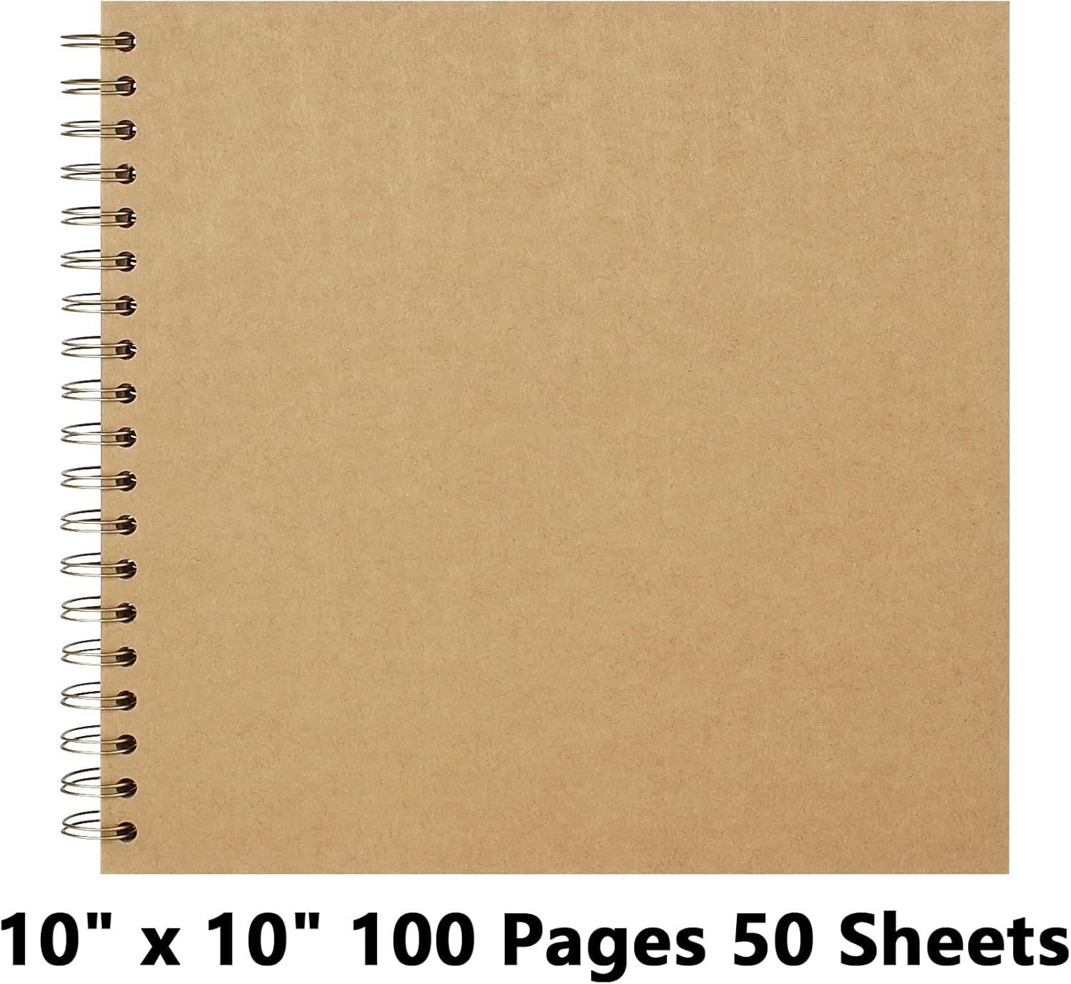 10X10 Inch DIY Scrapbook Photo Album, Kraft Blank Paper Scrap Book 100 Pages Memory Book for Wedding Family, Kraft Color