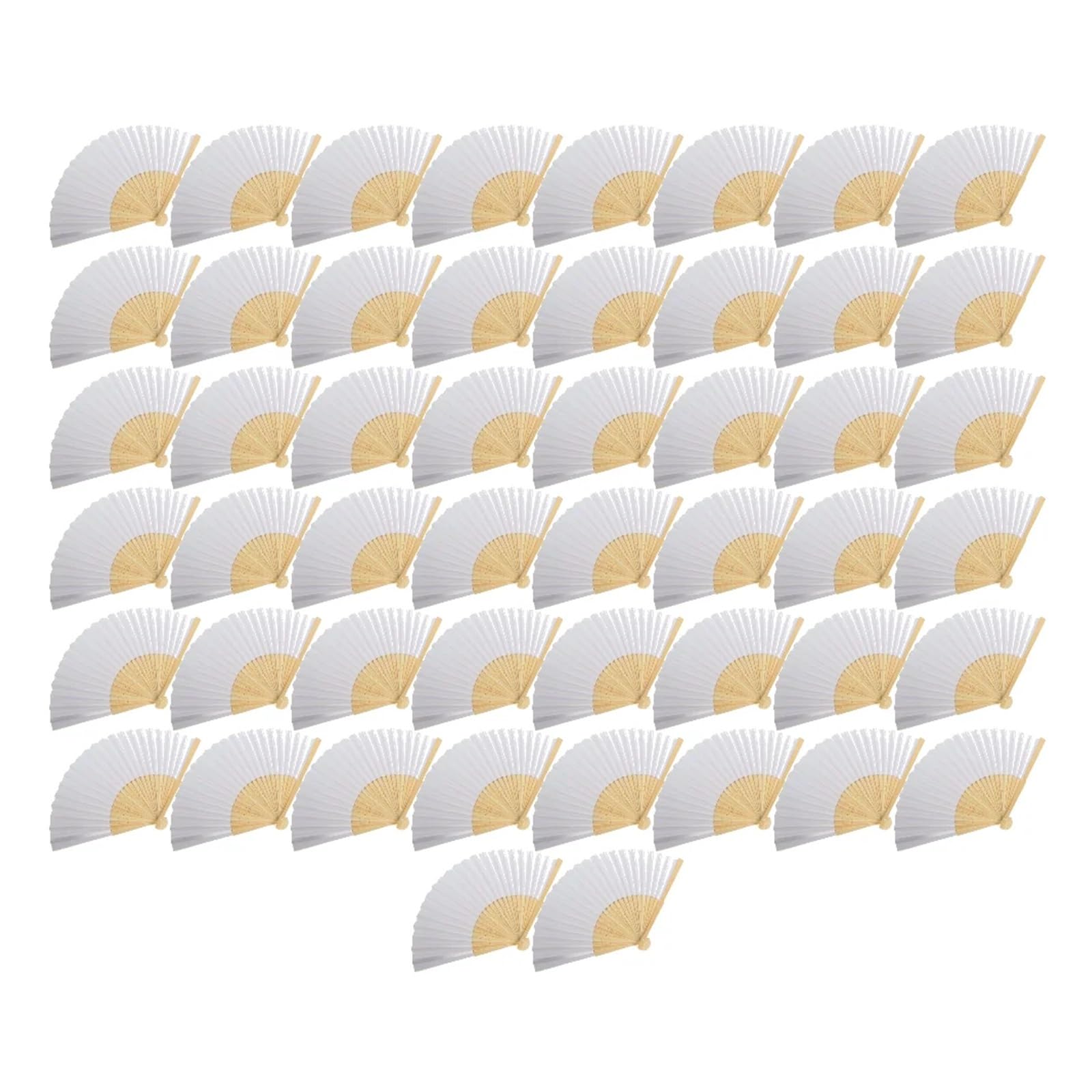Papier FaltfäCher Blanko-weißer DIY-Faltfächer, Handübungs-Fächer, faltbarer Papierfächer, tragbar, handbemalt, personalisiert for Tanz-Cosplay-Requisiten(50pcs)