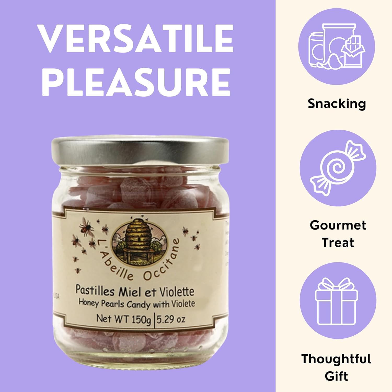 Honey Pearls Candy with Violet 150 g by L'Abeille Occitane by N/A