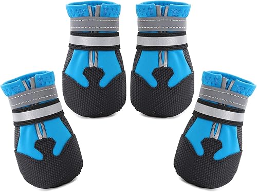 Miniatura 7 de Dimicoo Botas de malla transpirable para perros, antideslizantes, suela de goma suave, zapatos para perros para uso diario (paquete de 4)