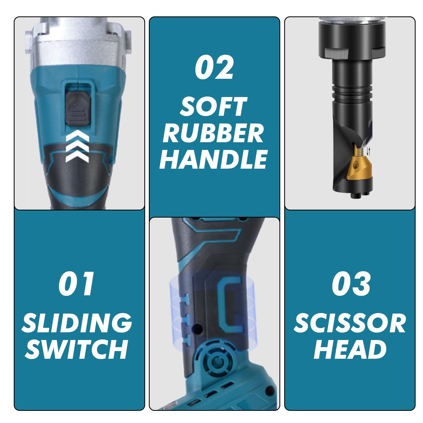 Makita Compatible Grignoteuse Électrique Sans Fil 950W 18V 3.5m/min 1900 SPM Tête Rotative 360° 3 Vitesses