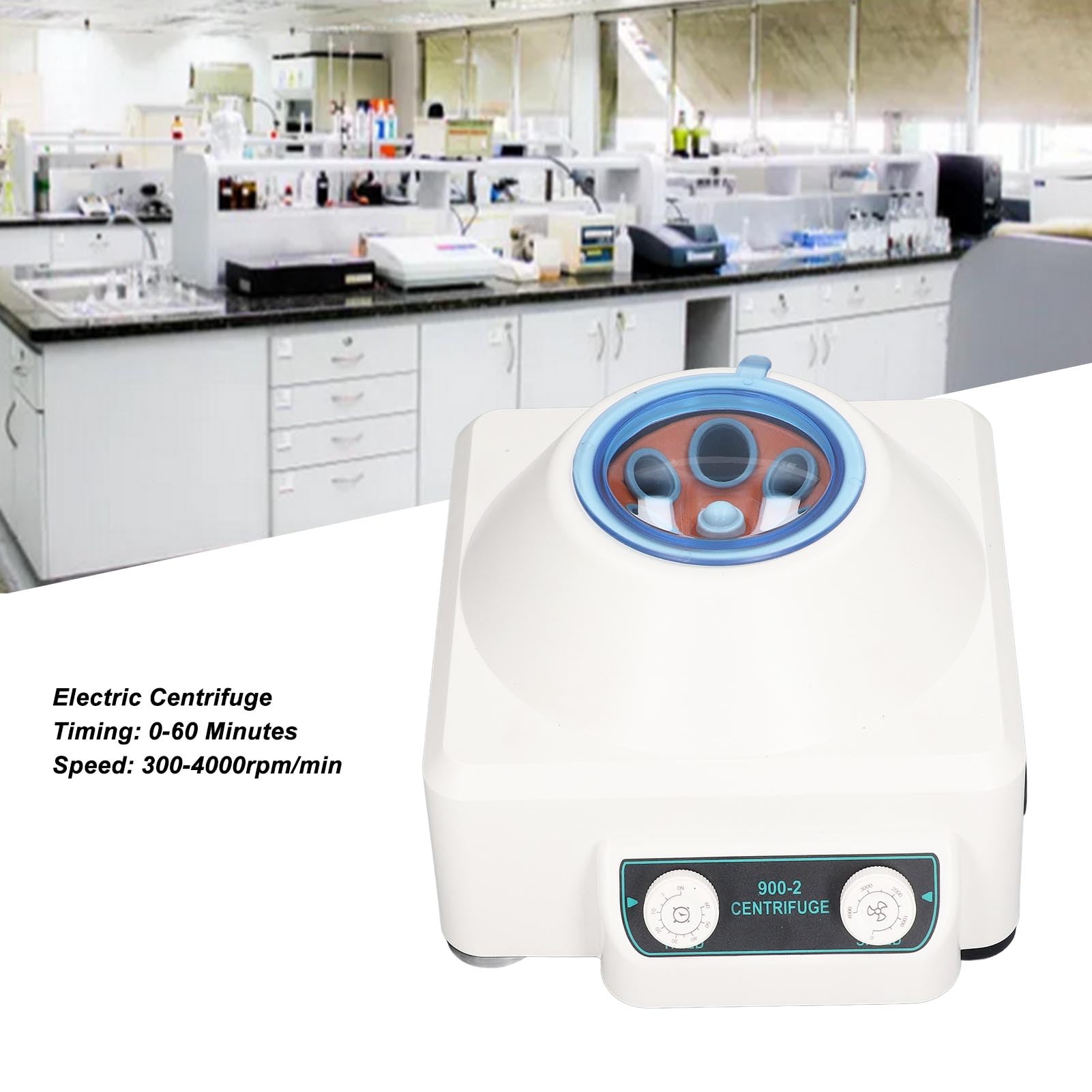 Mini Máquina Centrífuga, 300 a 4000RPM Centrífuga de Sobremesa de Laboratorio, Centrífuga Eléctrica Portátil de Bajo Ruido para Sangre, Plasma (Enchufe europeo 220V)