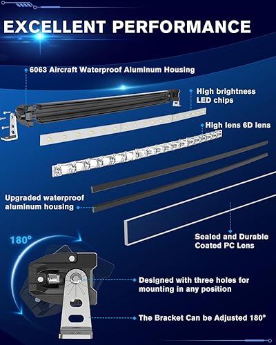 Miniatura 2 de CO LIGHT Barra de luz LED curvada de una sola fila de 20 pulgadas  Lente de proyector 6D  Haz combinado de punto e inundación  Luz de conducción