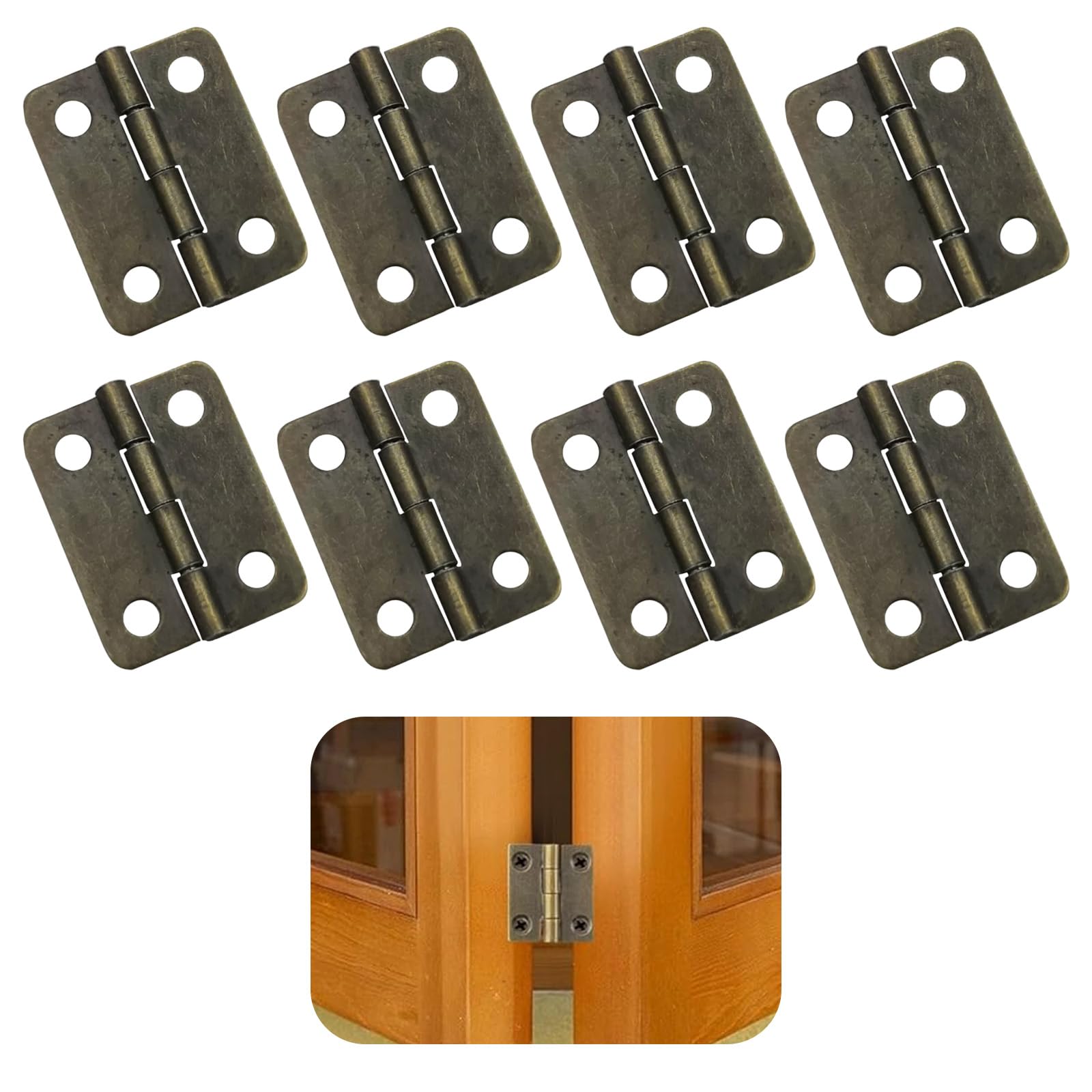8 Cerniere In Ottone Dorato Jersvimc 38x23,7 Mm – Per Scatole, Mobili E Armadietti, Complete Di Viti