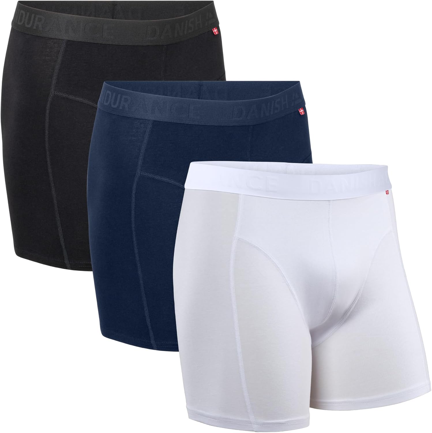 DANISH ENDURANCE Men's Organic Cotton Boxer Briefs, Tag-free Underwear, 3 & 6 Pack