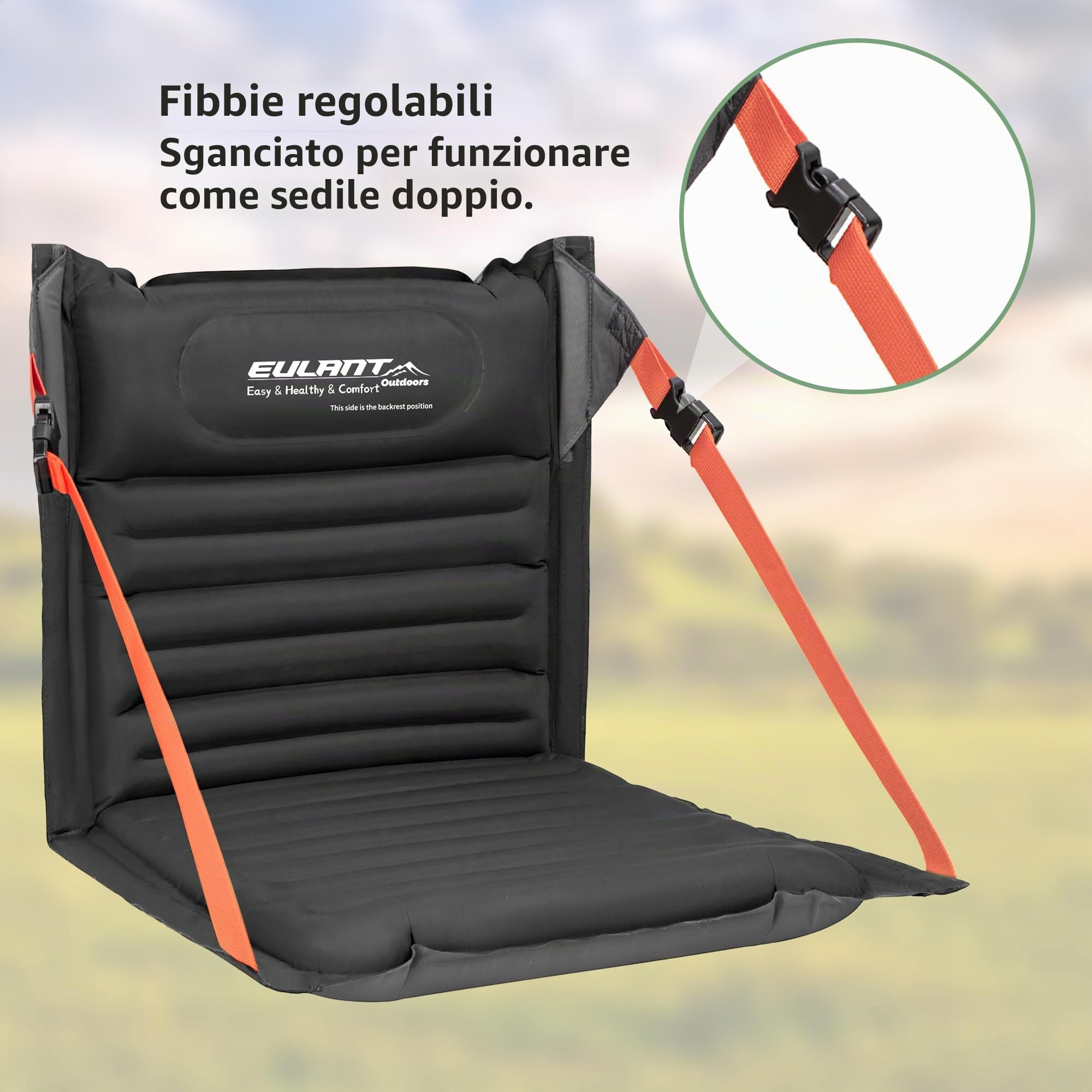 EULANT Cuscino da Stadio Gonfiabile con Schienale,Impermeabile Sedia da Campeggio,Portatile Seduta da Stadio,Sedile a Pavimento per Spiaggia Kayak Escursionismo Eventi Sportivi Concerti