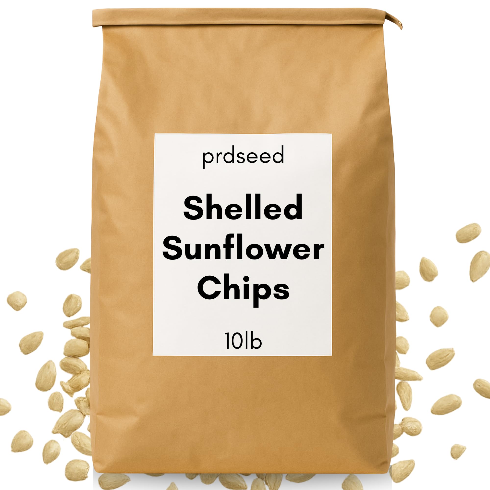 prdseed Shelled Sunflower Chips – 10 lb Bag – Medium-Sized, High-Protein Bird Seed for Wild Birds – No Shell, No Waste – Attracts Cardinals, Finches,