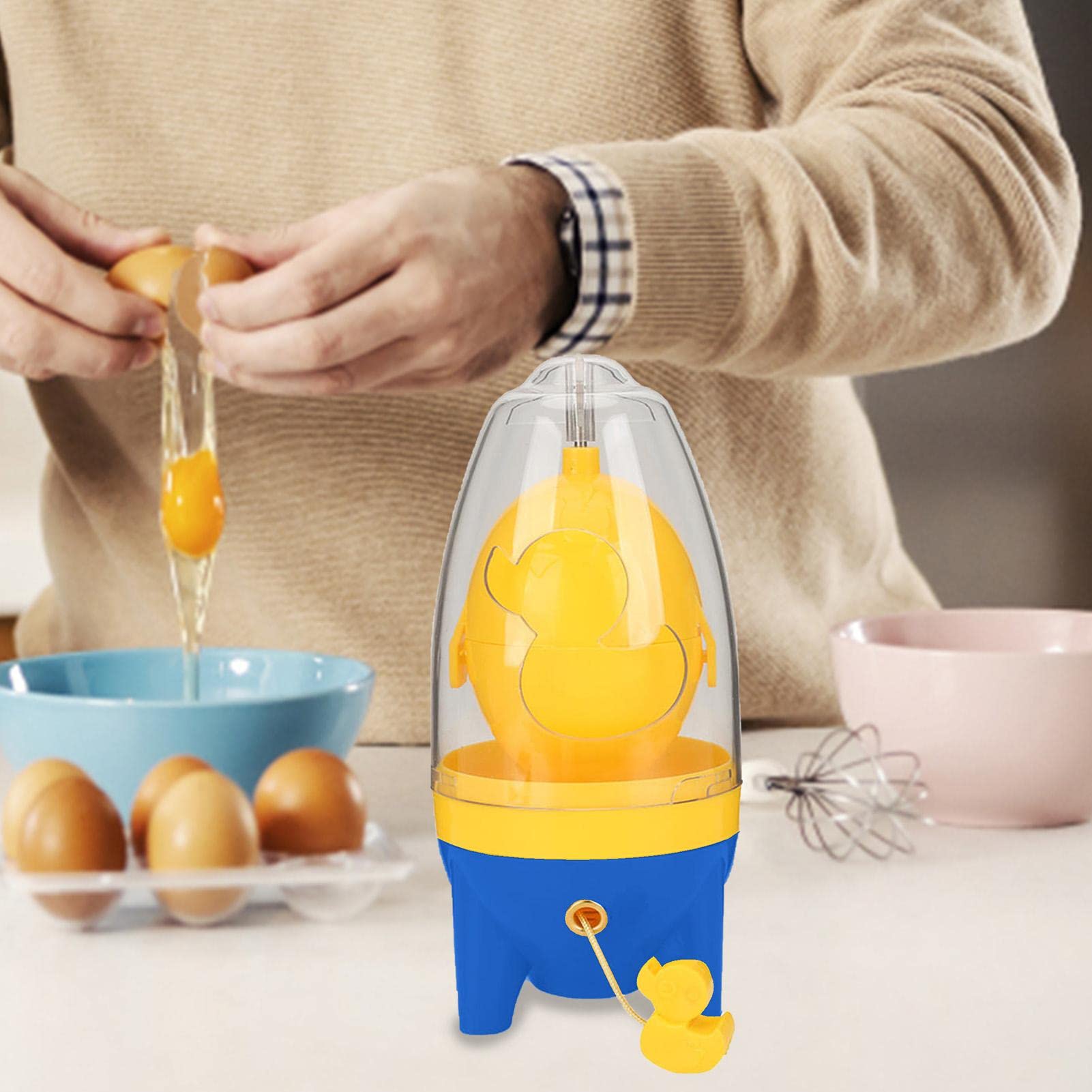 Shaker manuale per uova | Portable Golden Egg Maker, albume d'uovo e tuorlo spin Mixer Egg Scrambler con affettatrice e coulisse per realizzare uova dorate sode