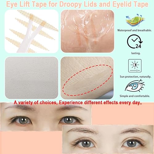 Miniatura 9 de 704 cintas para párpados, tiras invisibles para levantar párpados, sin pegamento, adhesivo invisible para párpados con capucha, caída, desigual,