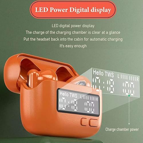 Miniatura 3 de MuatCtarom Auriculares Bluetooth inalámbricos portátiles BPG (verde), diseño BB Pager, pantalla LED de potencia y hora, y función de cronómetro,