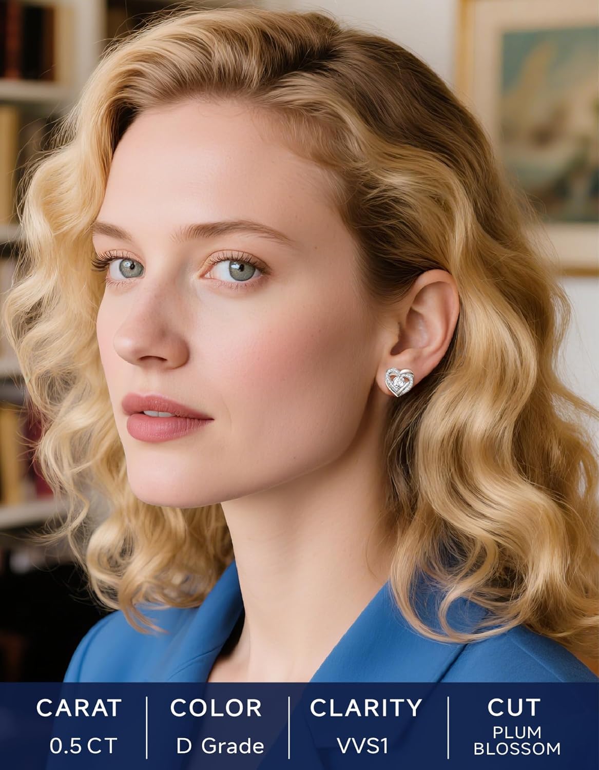 MomentWish Moissanite Earrings for Women, Gifts for Christmas, 1/2 Carat Moissanite Stud Earrings, D Color VVS1 Simulated Diamond 925 Sterling Silver Halo Earrings for Birthday Anniversary - Image 9