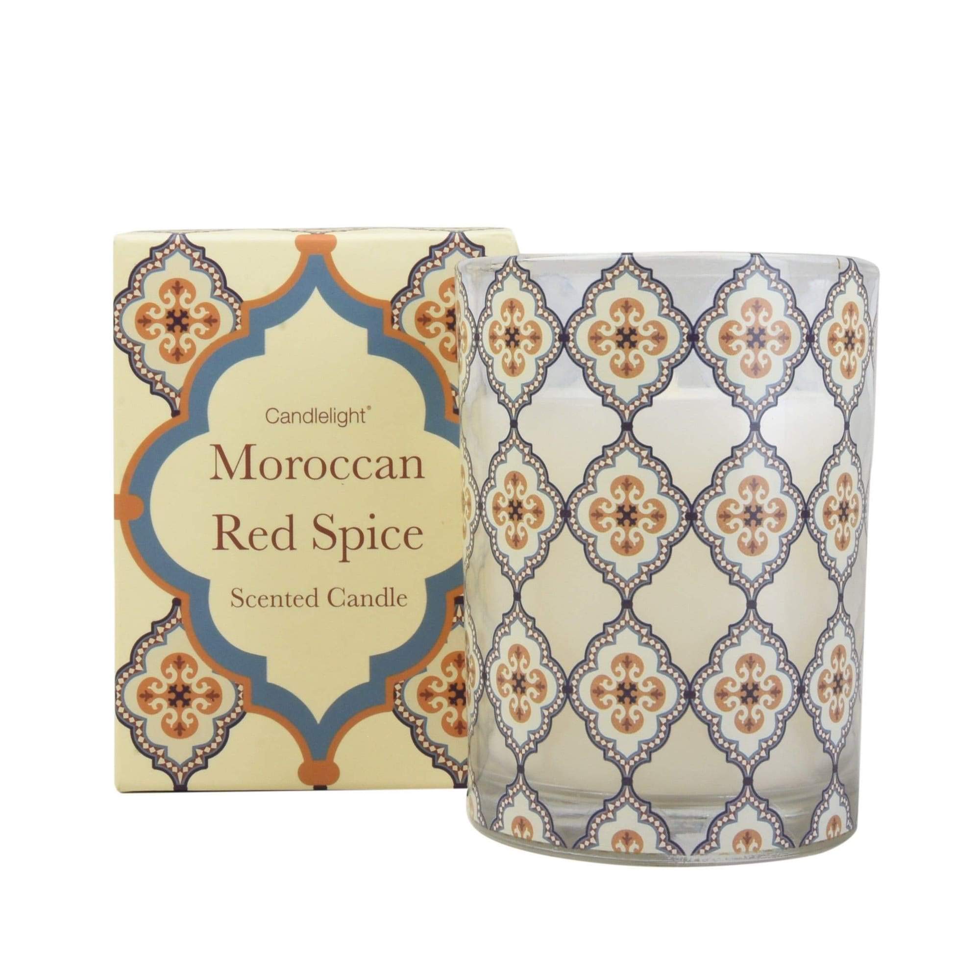 Candlelight Red Moroccan Spice Wax Filled Pot Candle In Gift Box Cinnamon Scent 220G
