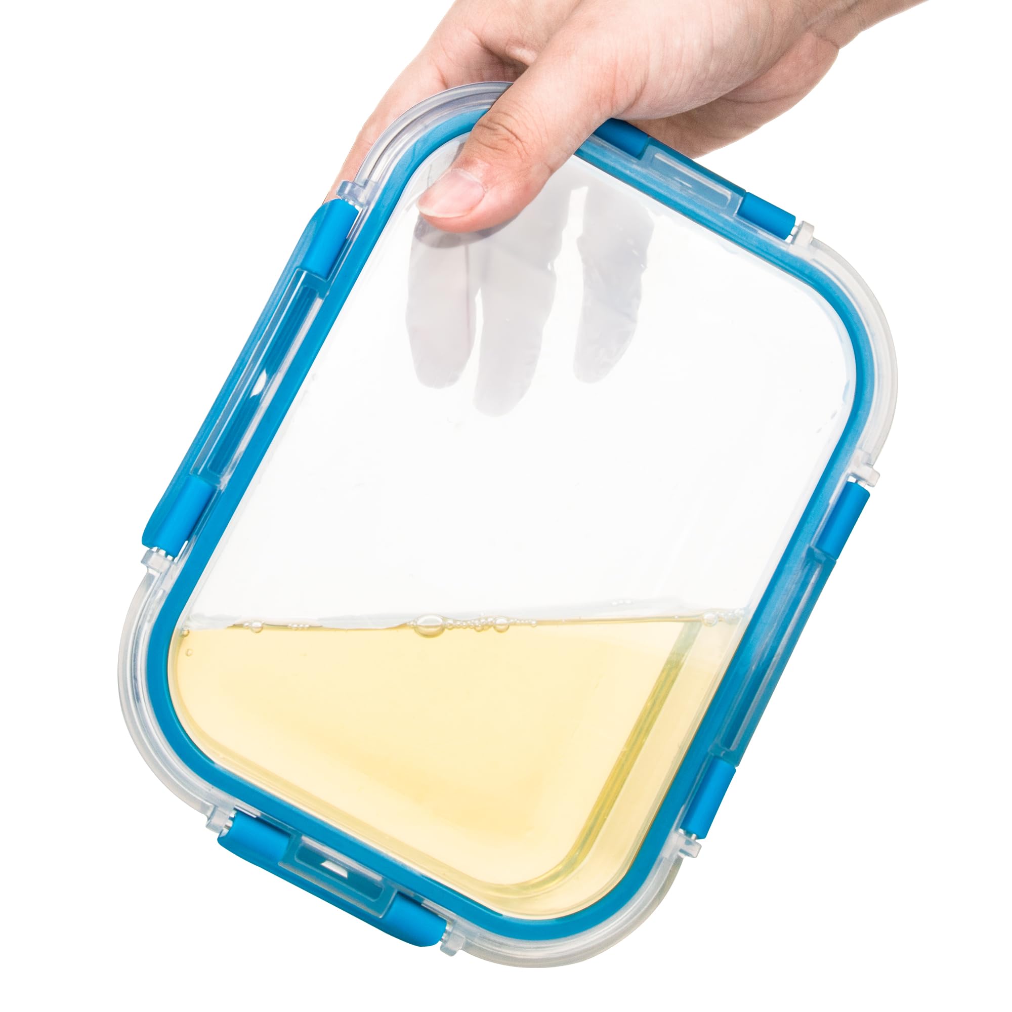 FAWLES 12 Stück Glas Meal Prep Container mit luftdichten Deckeln, auslaufsichere Frischhaltedosen, spülmaschine/mikrowellen/ofen/gefriergeeignet, Glasbehälter für Mittagessen, Reste, to Go (blau)