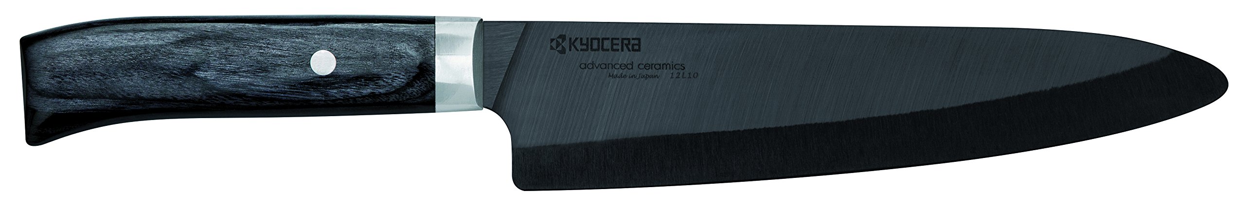 Kyocera Coltello Ceramica, Coltello Nakiri, Lama 16 cm, Lama Nera in Ceramica Zirconia, molato a Mano, Estremamente affilato, Manico in Legno, JPN-161NBK